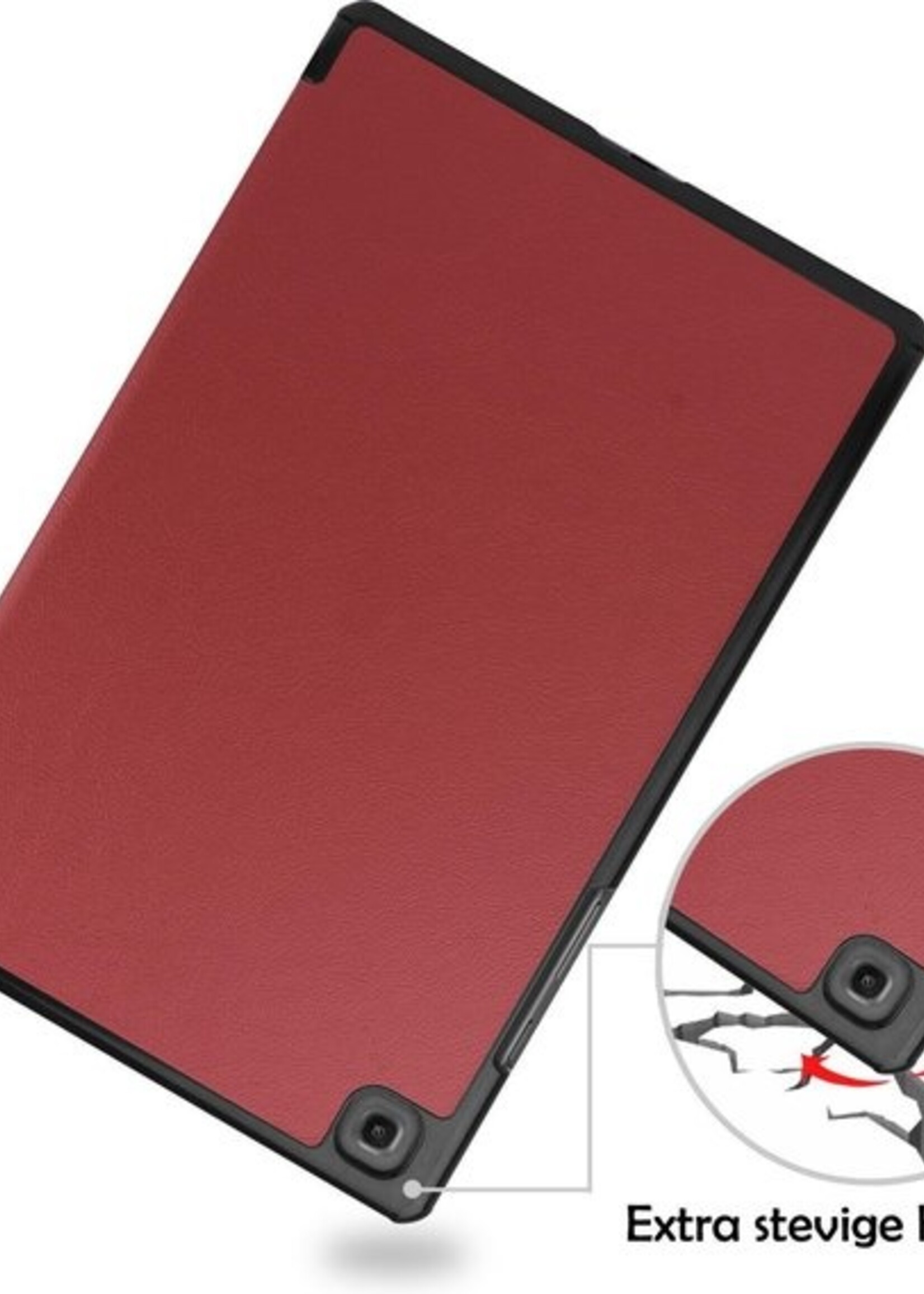 LUQ Hoes Geschikt voor Samsung Galaxy Tab A7 Hoes Luxe Hoesje Book Case Met Screenprotector - Hoesje Geschikt voor Samsung Tab A7 Hoes Cover - Donkerrood