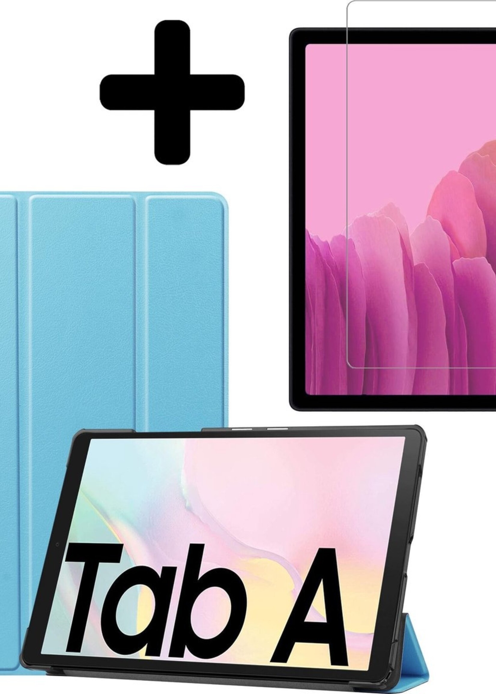 LUQ Hoes Geschikt voor Samsung Galaxy Tab A7 Hoes Luxe Hoesje Book Case Met Screenprotector - Hoesje Geschikt voor Samsung Tab A7 Hoes Cover - Lichtblauw