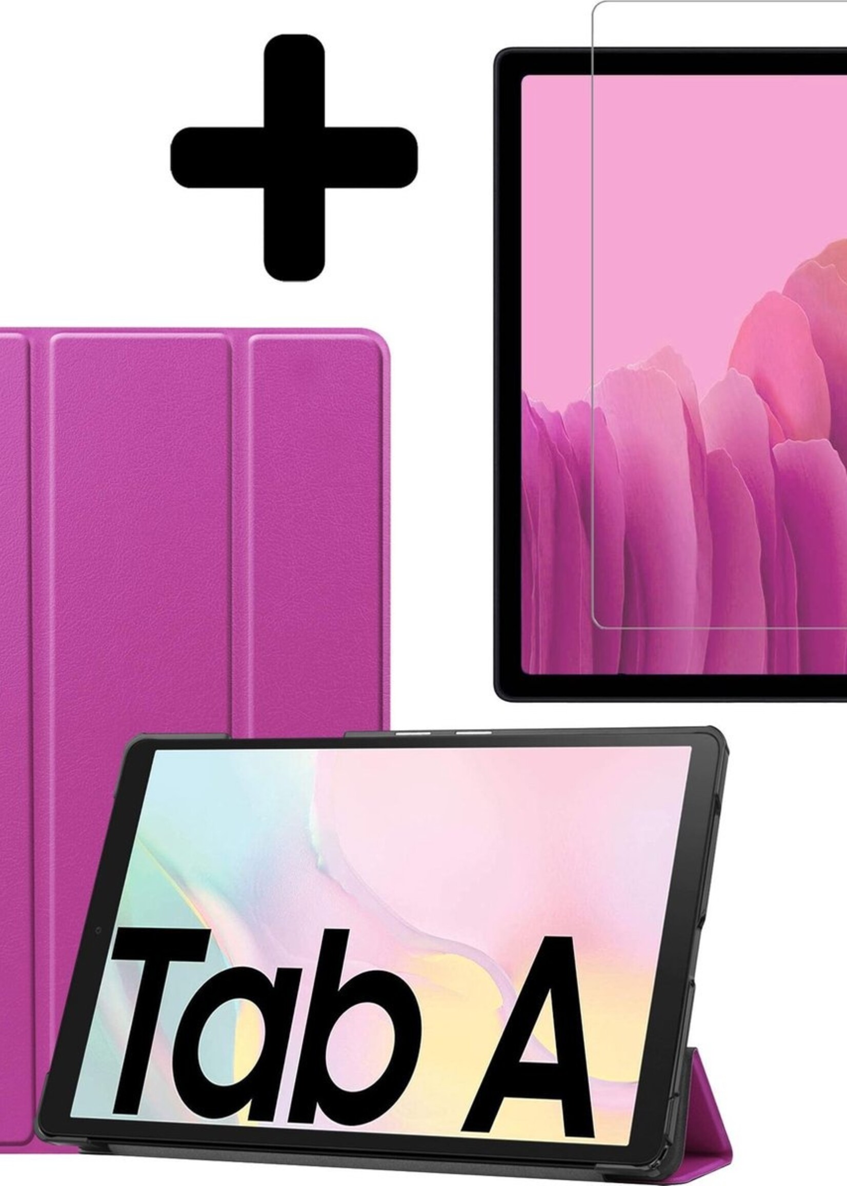 LUQ Hoes Geschikt voor Samsung Galaxy Tab A7 Hoes Luxe Hoesje Book Case Met Screenprotector - Hoesje Geschikt voor Samsung Tab A7 Hoes Cover - Paars