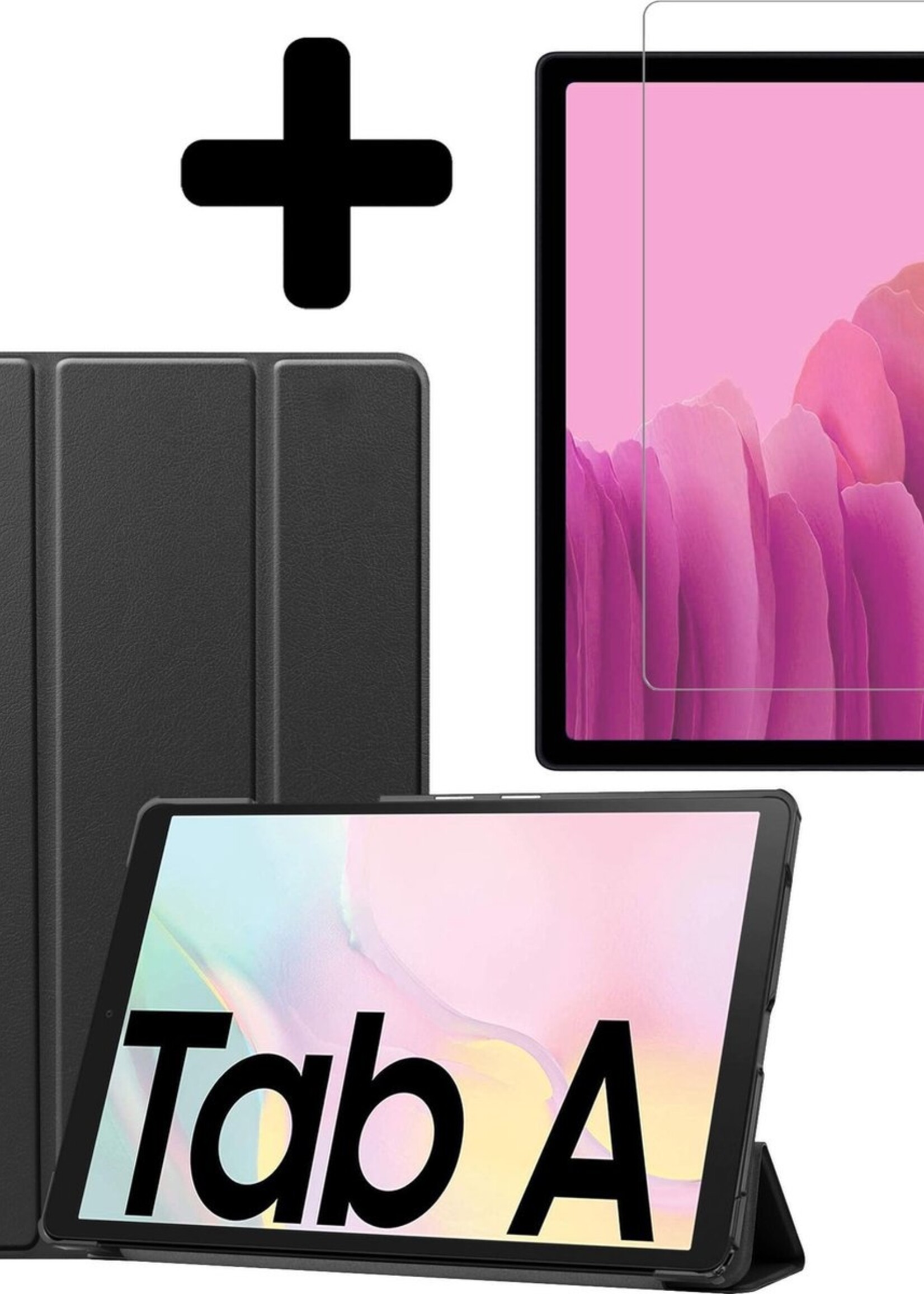 LUQ Hoes Geschikt voor Samsung Galaxy Tab A7 Hoes Luxe Hoesje Book Case Met Screenprotector - Hoesje Geschikt voor Samsung Tab A7 Hoes Cover - Zwart