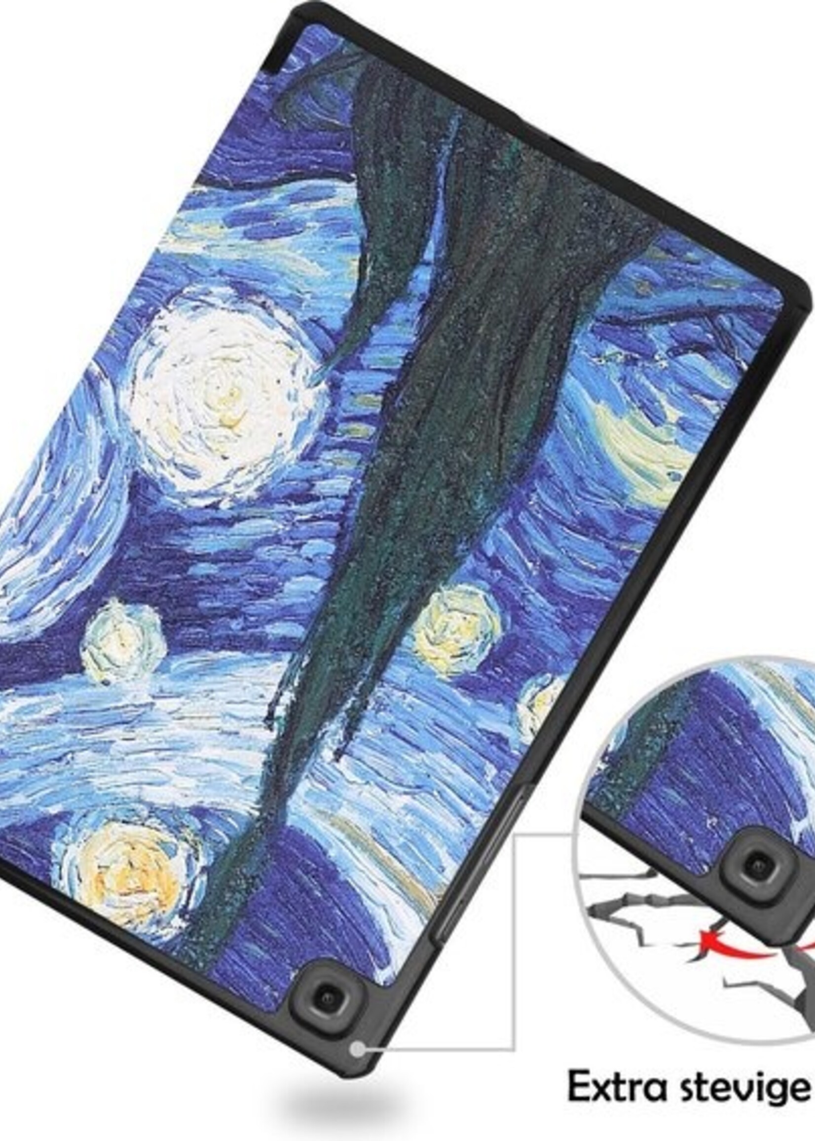 LUQ Hoes Geschikt voor Samsung Galaxy Tab A7 Hoes Luxe Hoesje Book Case Met Screenprotector - Hoesje Geschikt voor Samsung Tab A7 Hoes Cover - Sterrenhemel