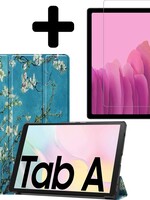 LUQ LUQ Samsung Galaxy Tab A7 (2020) Hoes met screenprotector - Witte Bloesem