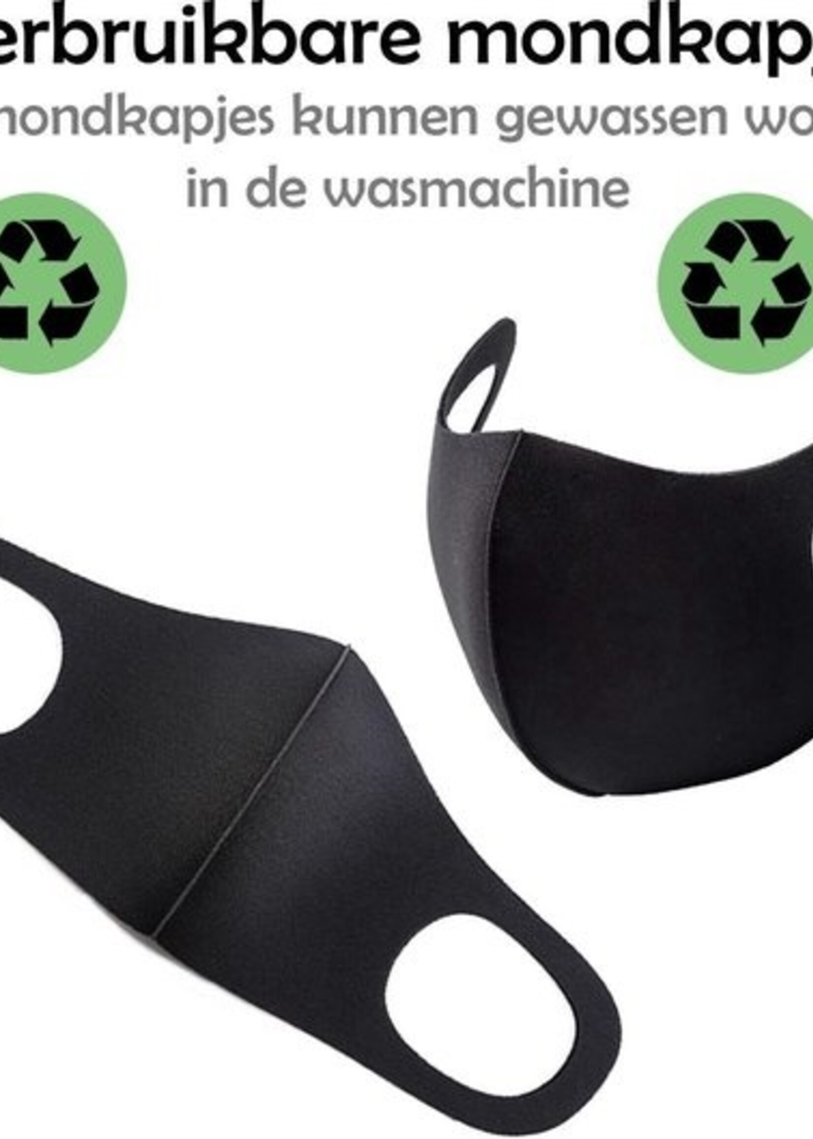 LUQ Mondkapje Wasbaar Zwart - Mondmasker Wasbaar - Mondkapje Herbruikbaar - Mondkapje Zwart Wasbaar - 2 Stuks