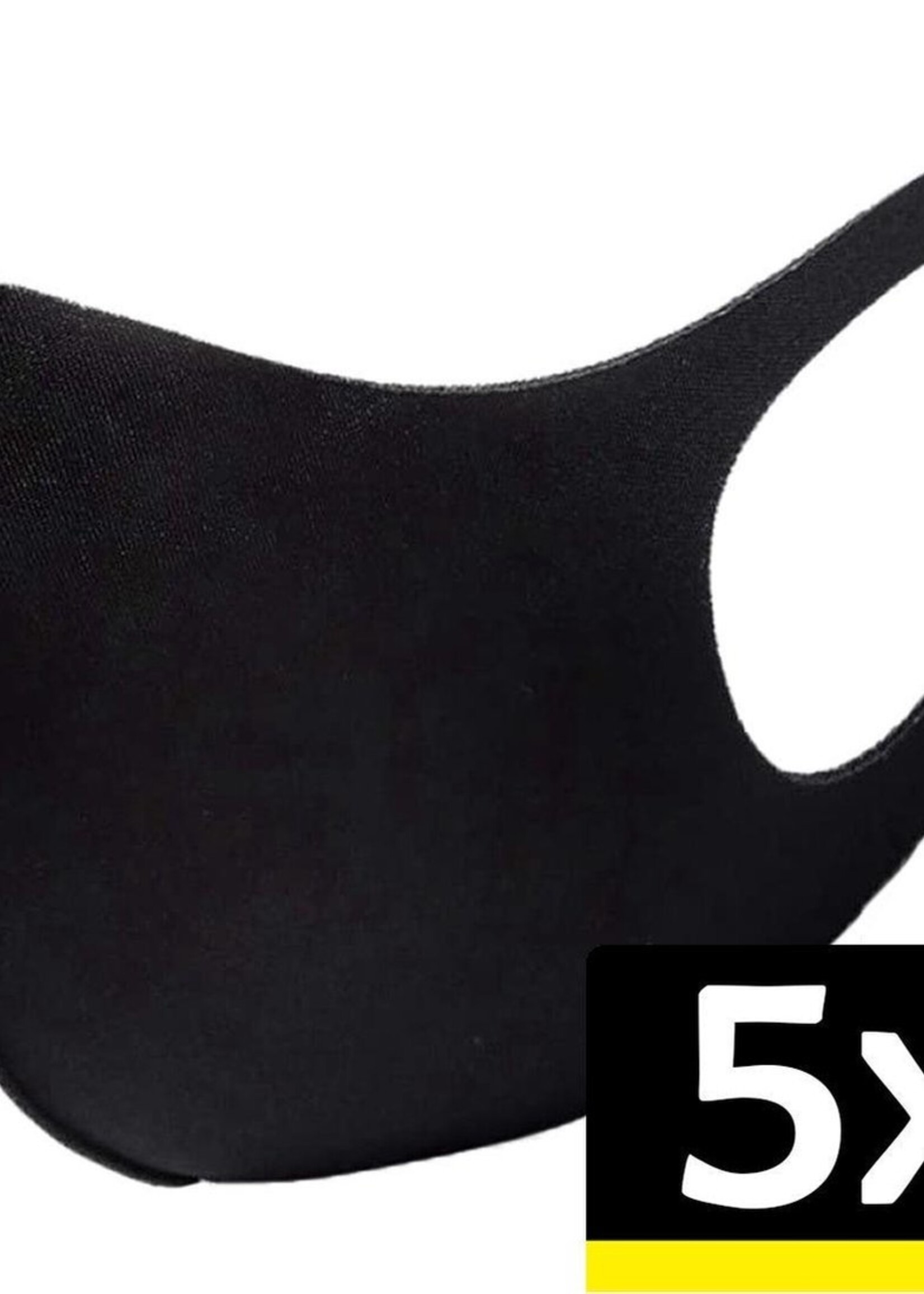 LUQ Mondkapje Wasbaar Zwart - Mondmasker Wasbaar Zwart - Mondkapje Herbruikbaar - Mondkapje Zwart Wasbaar - 5 Stuks