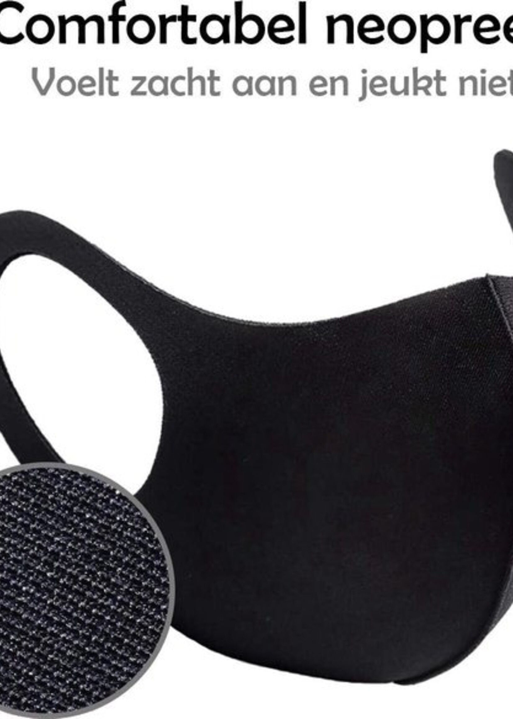 LUQ Mondkapje Wasbaar Zwart - Mondmasker Wasbaar Zwart - Mondkapje Herbruikbaar - Mondkapje Zwart Wasbaar - 5 Stuks