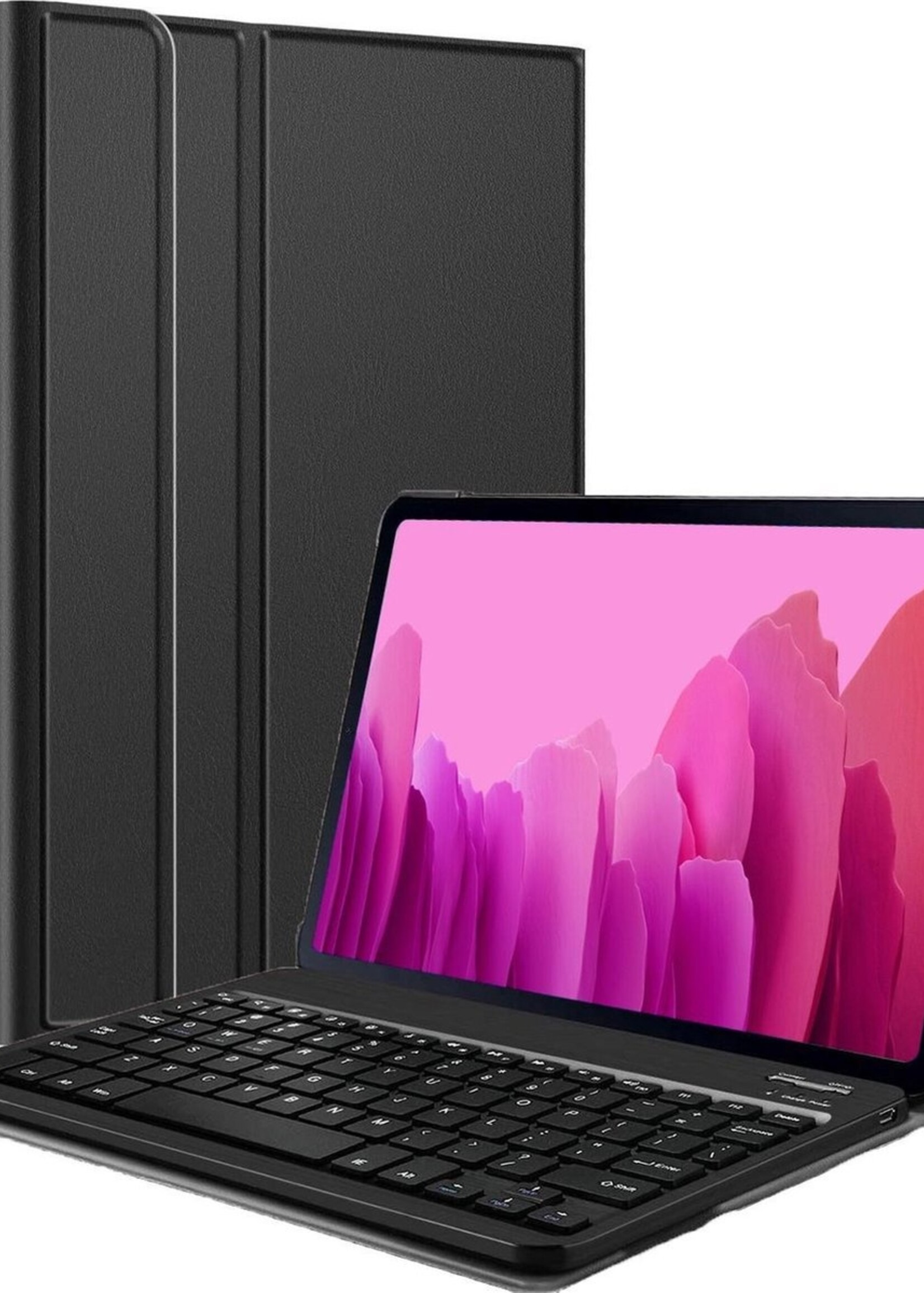 LUQ Hoes Geschikt voor Samsung Galaxy Tab A7 Hoes Keyboard Cover Toetsenbord Hoesje - Hoesje Geschikt voor Samsung Tab A7 Toetsenbord Hoes - Zwart