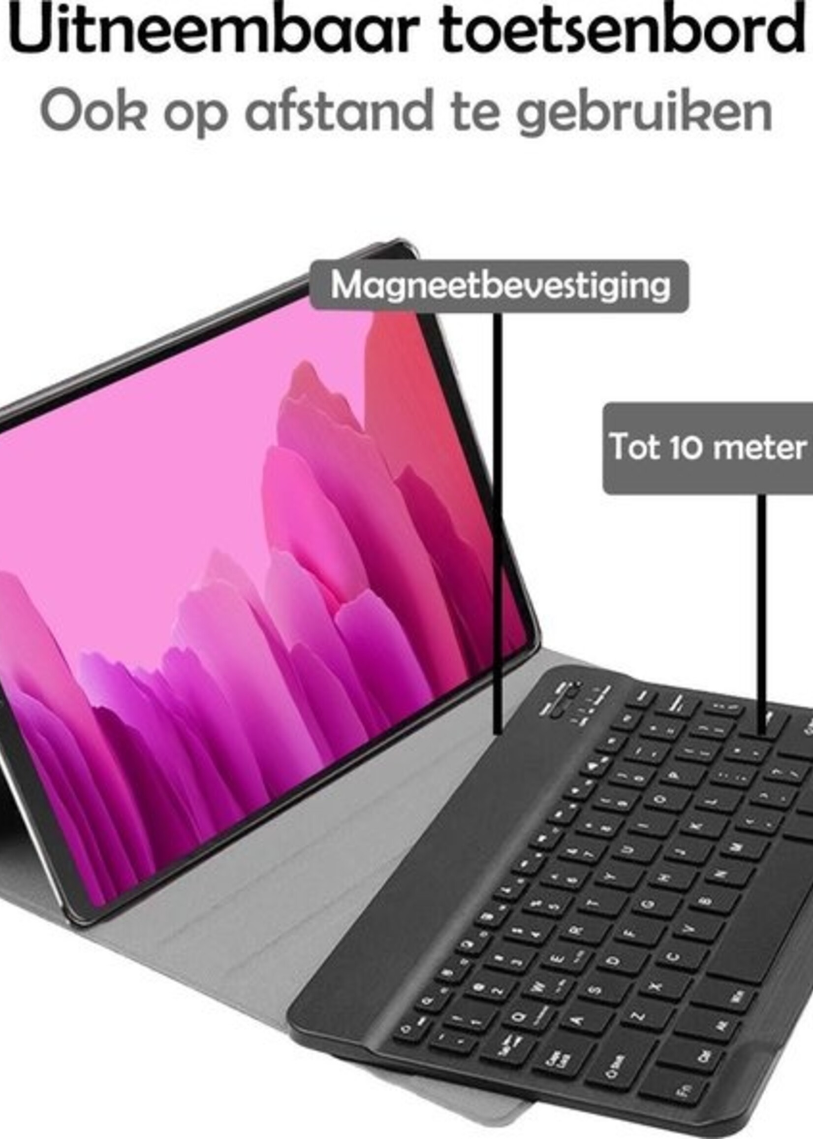 LUQ Hoes Geschikt voor Samsung Galaxy Tab A7 Hoes Keyboard Cover Toetsenbord Hoesje - Hoesje Geschikt voor Samsung Tab A7 Toetsenbord Hoes - Rosé goud