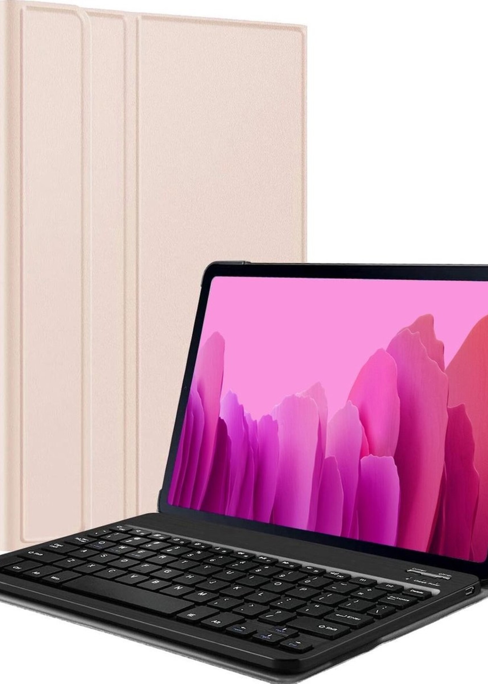 LUQ Hoes Geschikt voor Samsung Galaxy Tab A7 Hoes Keyboard Cover Toetsenbord Hoesje - Hoesje Geschikt voor Samsung Tab A7 Toetsenbord Hoes - Goud