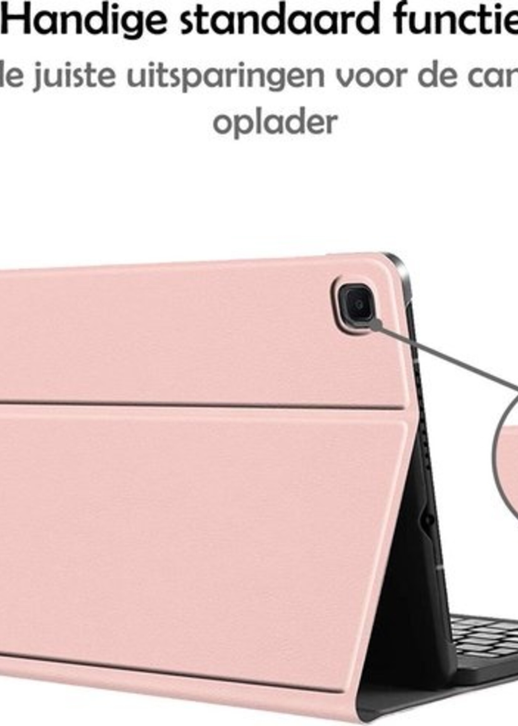 LUQ Hoes Geschikt voor Samsung Galaxy Tab A7 Hoes Keyboard Cover Toetsenbord Hoesje Met Screenprotector - Hoesje Geschikt voor Samsung Tab A7 Toetsenbord Hoes - Rosé goud