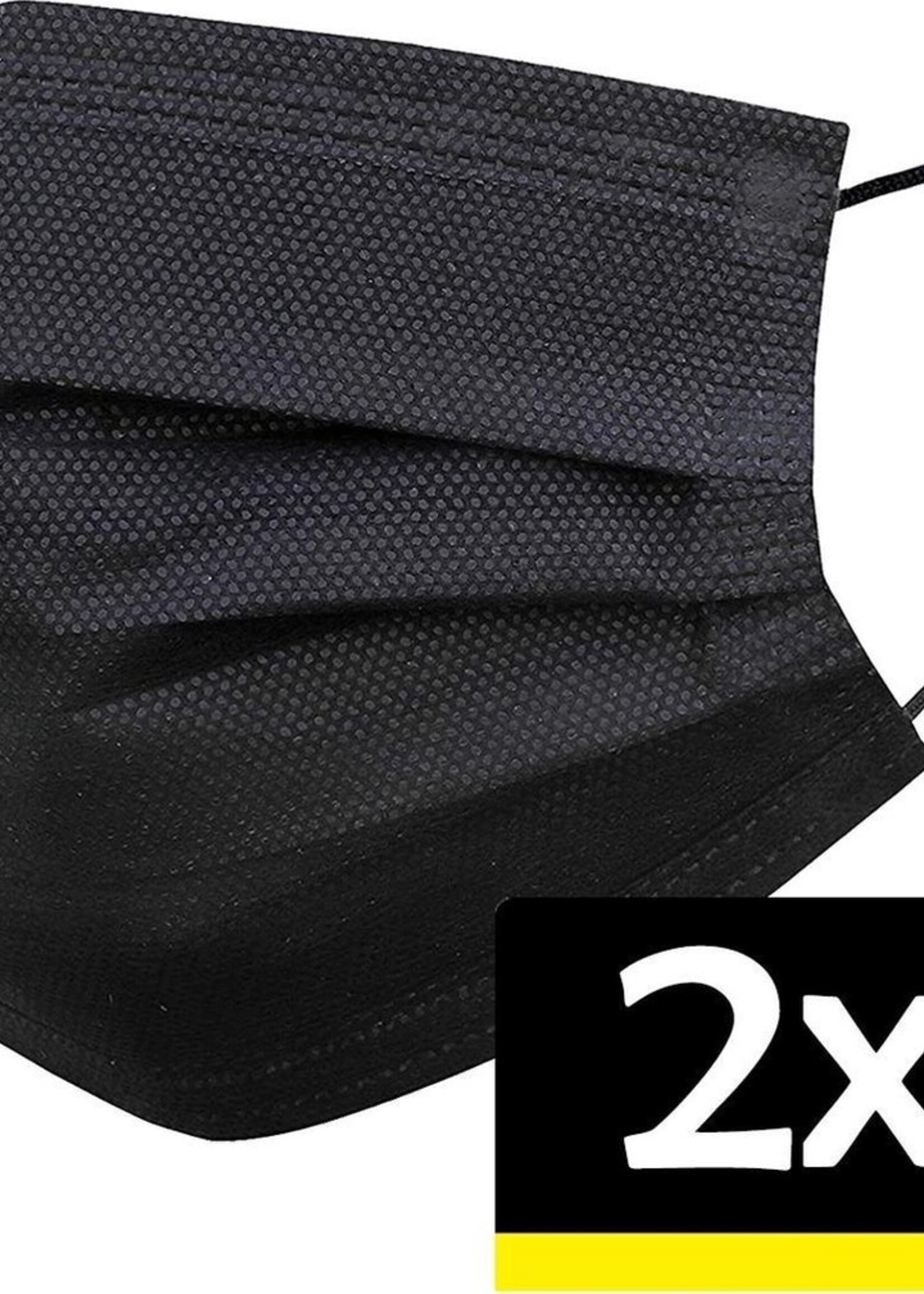 LUQ Mondkapje Zwart Wegwerp - Mondmasker Wegwerp - Mondkapje Wegwerp Zwart - Mondkapjes Wegwerp Zwart - 2 Stuks