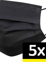LUQ LUQ Wegwerp Mondkapje Zwart Niet-medisch - 5 PACK