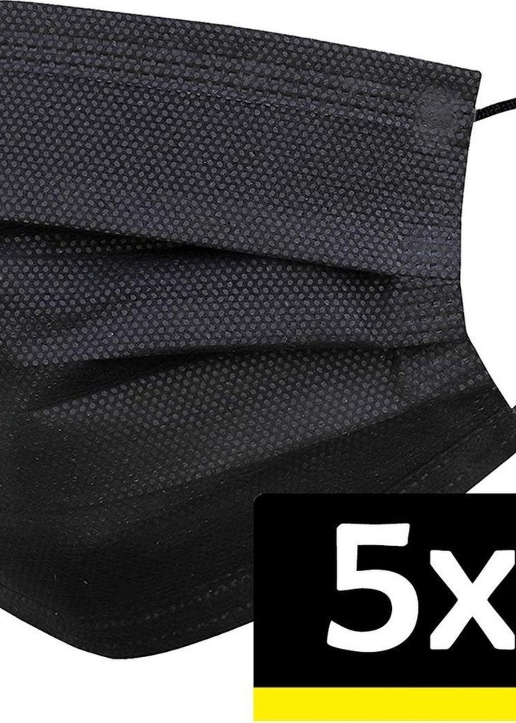 LUQ Mondkapje Zwart Wegwerp - Mondmasker Wegwerp - Mondkapje Wegwerp Zwart - Mondkapjes Wegwerp Zwart - 5 Stuks