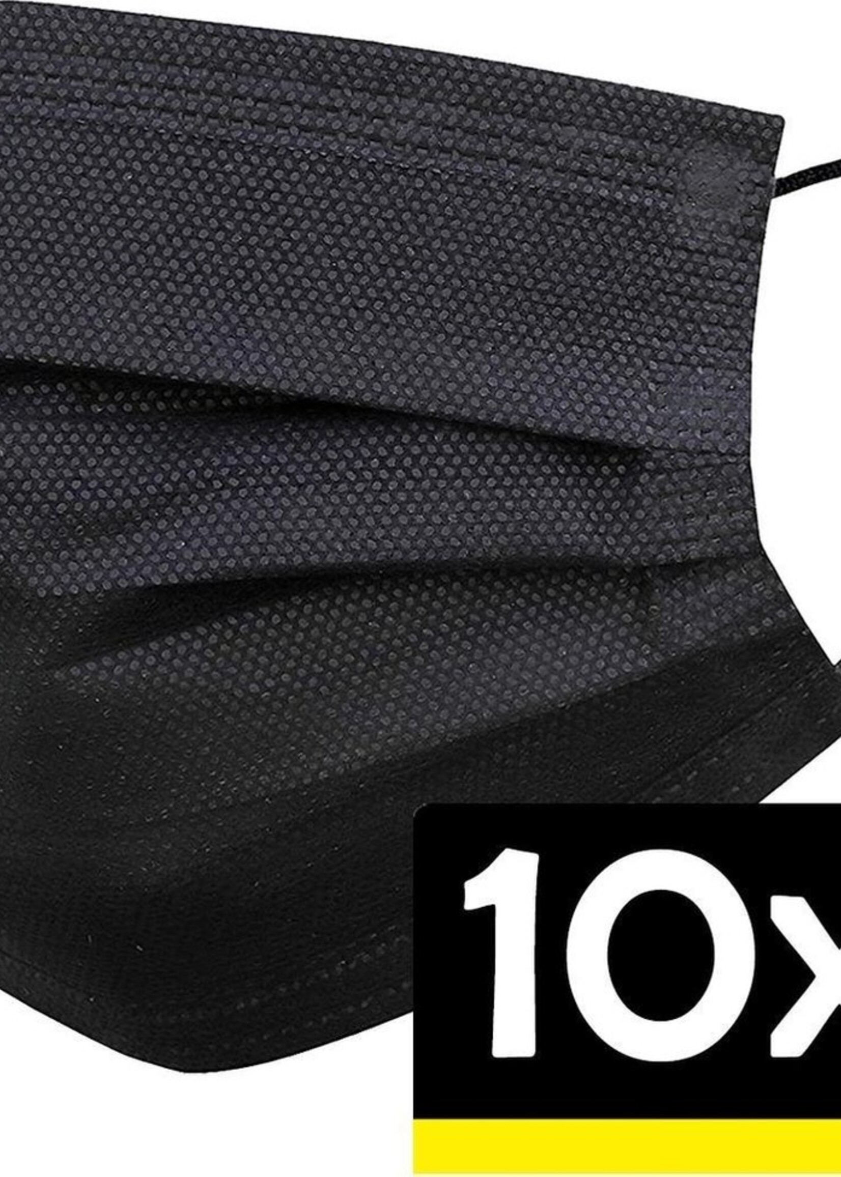 LUQ Mondkapje Zwart Wegwerp - Mondmasker Wegwerp - Mondkapje Wegwerp Zwart - Mondkapjes Wegwerp Zwart - 10 Stuks