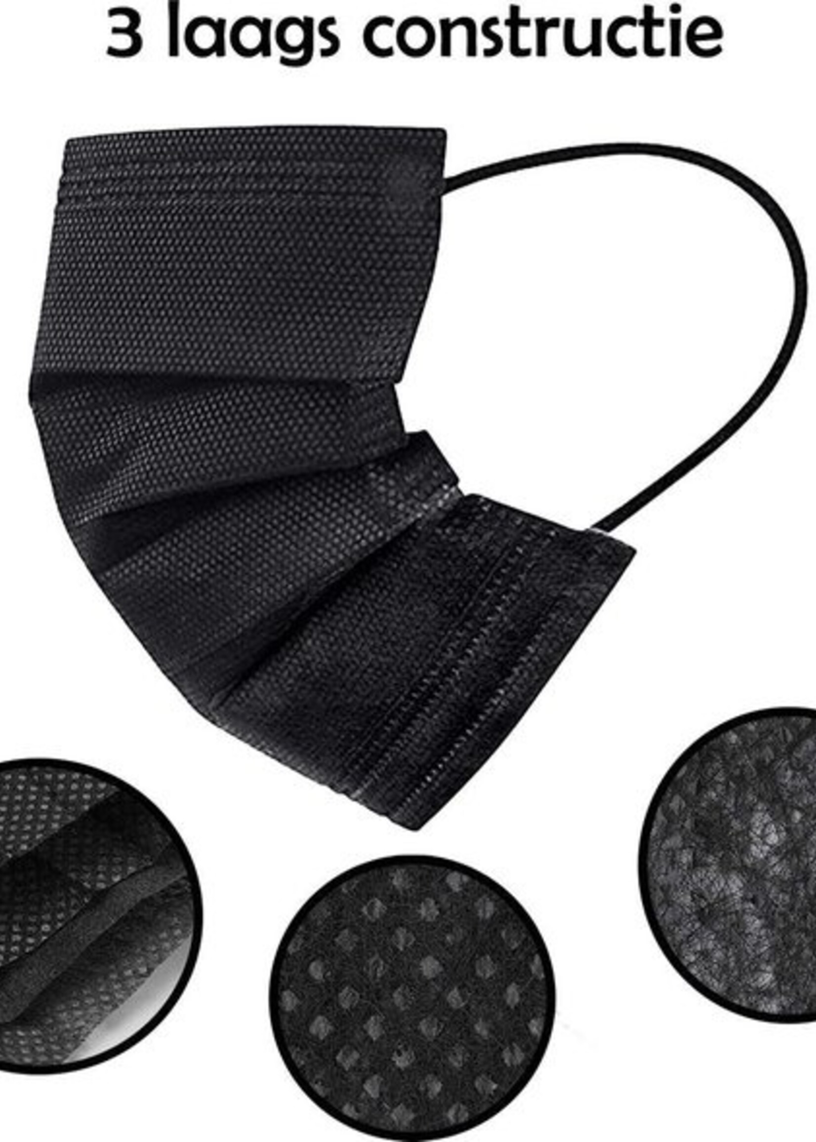 LUQ Mondkapje Zwart Wegwerp - Mondmasker Wegwerp - Mondkapje Wegwerp Zwart - Mondkapjes Wegwerp Zwart<br />
- 250 Stuks