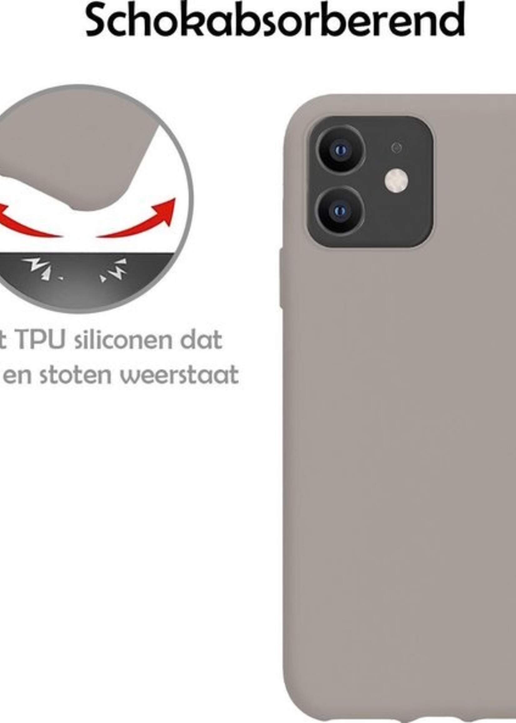 LUQ Hoesje Geschikt voor iPhone 11 Hoesje Siliconen Case - Hoes Geschikt voor iPhone 11 Hoes Siliconen - Grijs