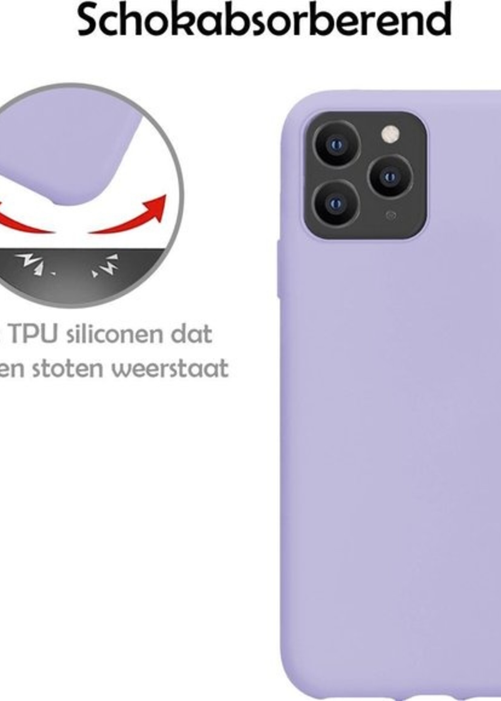 LUQ Hoesje Geschikt voor iPhone 11 Pro Max Hoesje Siliconen Case - Hoes Geschikt voor iPhone 11 Pro Max Hoes Siliconen - Lila