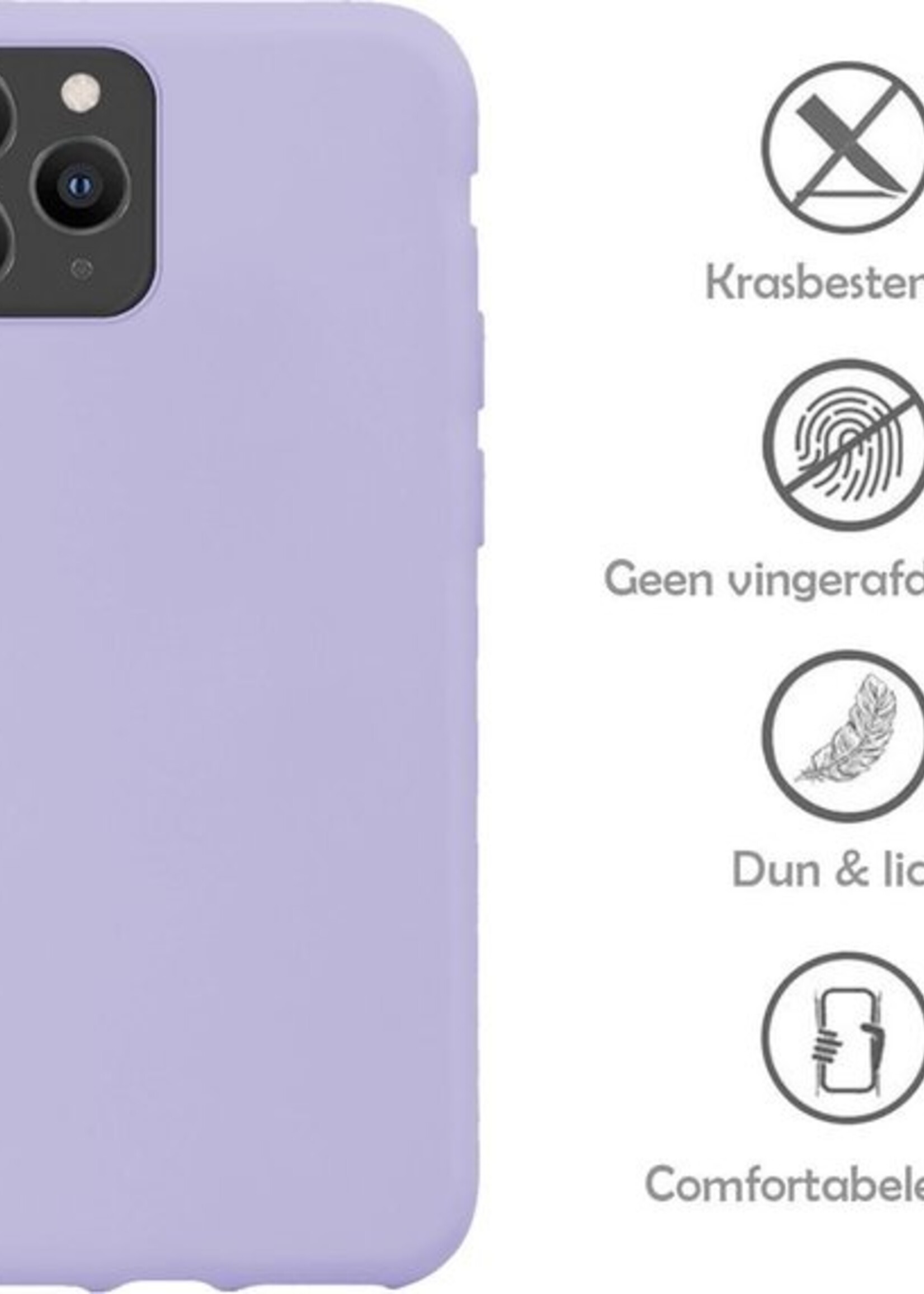 LUQ Hoesje Geschikt voor iPhone 11 Pro Max Hoesje Siliconen Case - Hoes Geschikt voor iPhone 11 Pro Max Hoes Siliconen - Lila