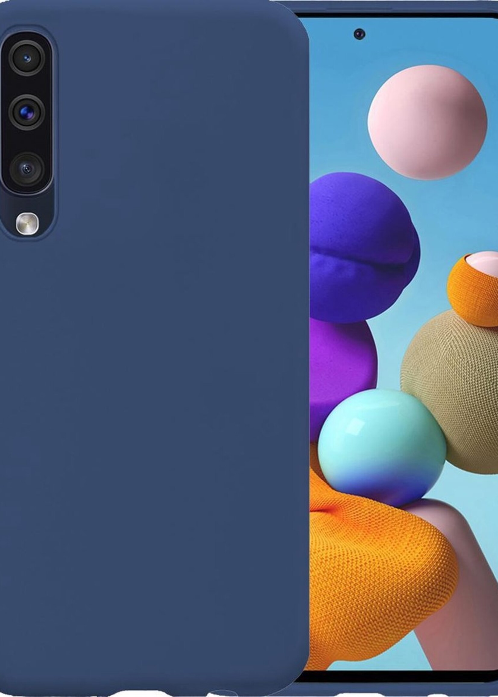 LUQ Hoesje Geschikt voor Samsung Galaxy A50 Hoesje Siliconen Case - Hoes Geschikt voor Samsung A50 Hoes Siliconen - Donkerblauw