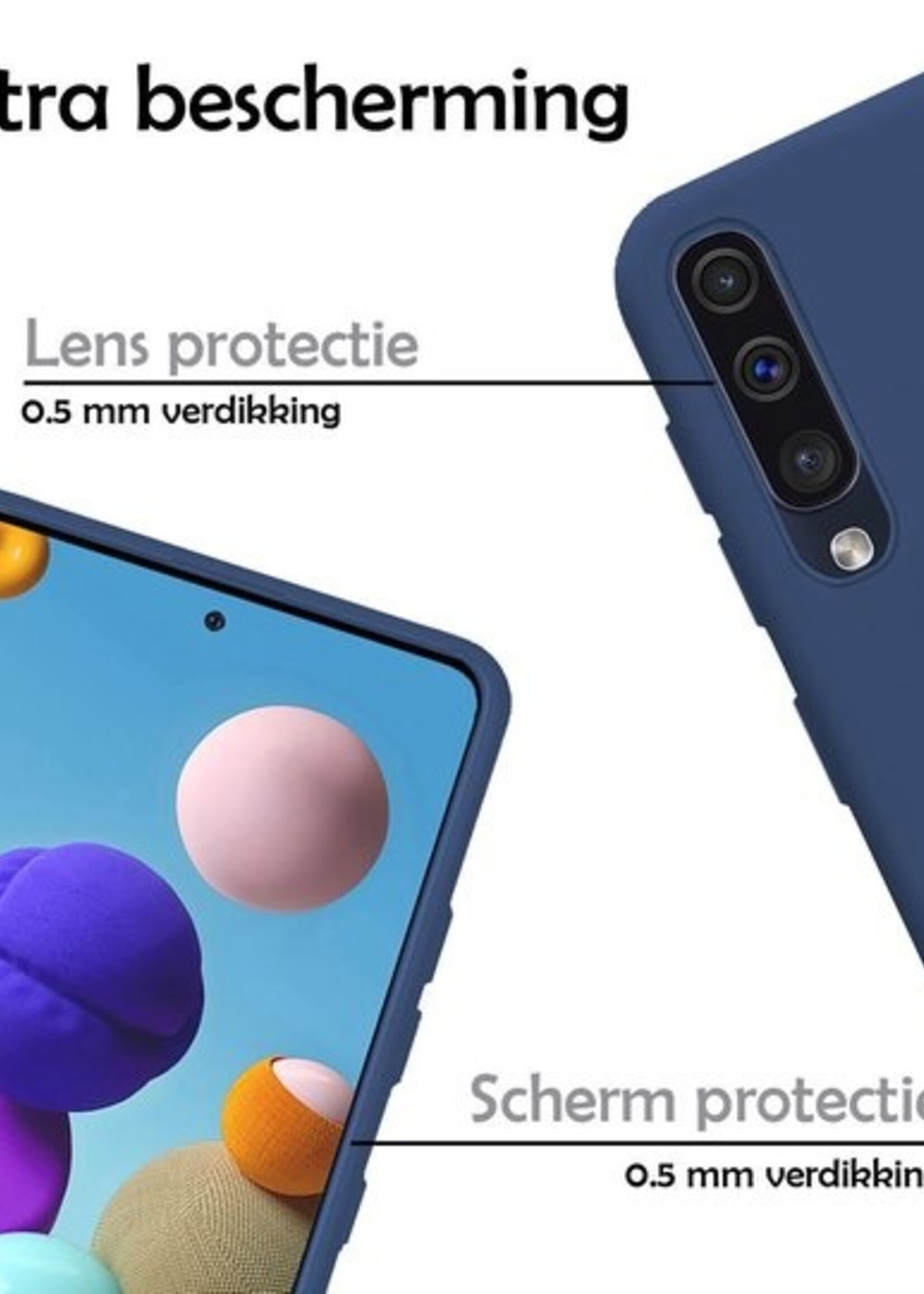 LUQ Hoesje Geschikt voor Samsung Galaxy A50 Hoesje Siliconen Case - Hoes Geschikt voor Samsung A50 Hoes Siliconen - Donkerblauw