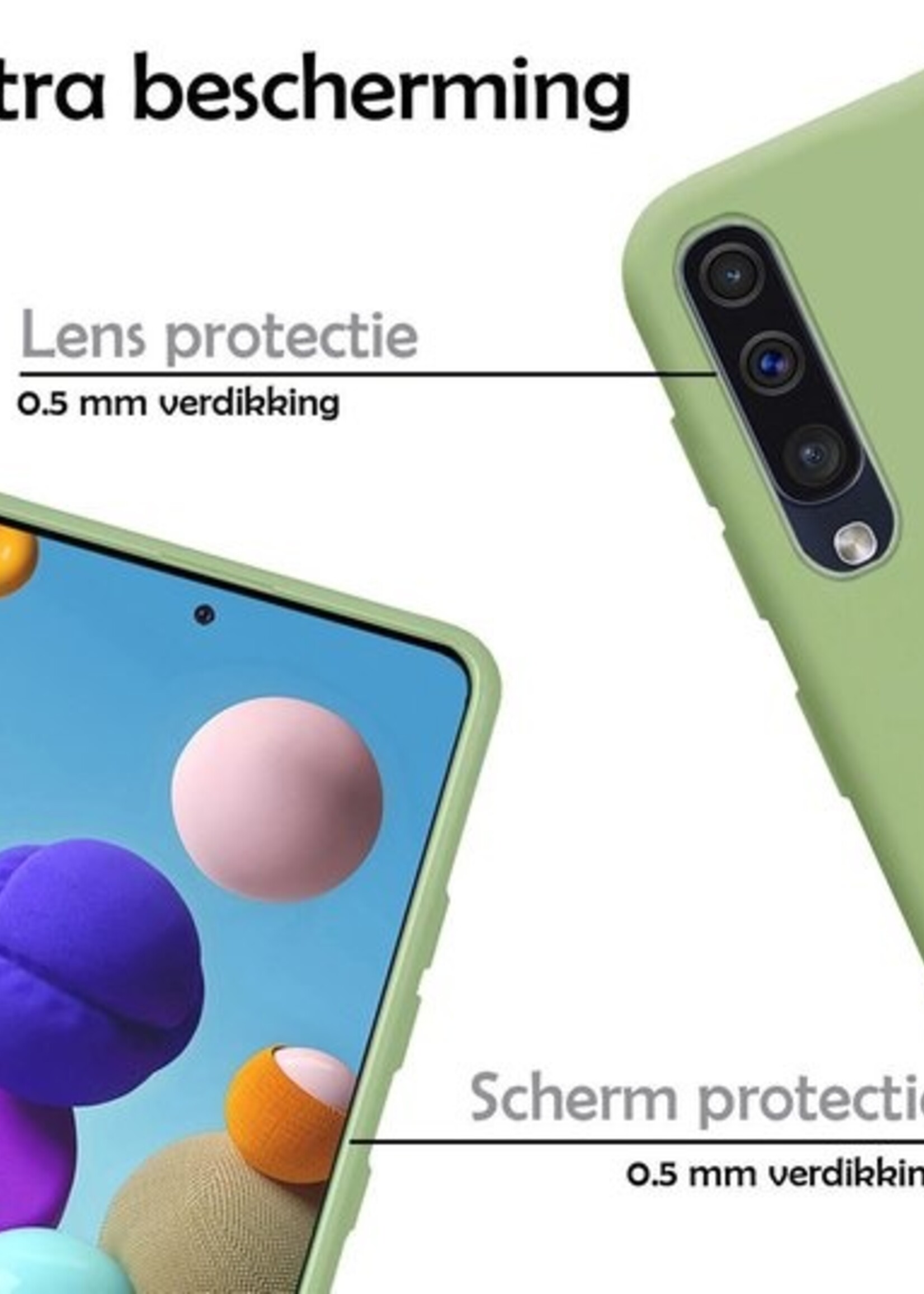 LUQ Hoesje Geschikt voor Samsung Galaxy A50 Hoesje Siliconen Case - Hoes Geschikt voor Samsung A50 Hoes Siliconen - Groen