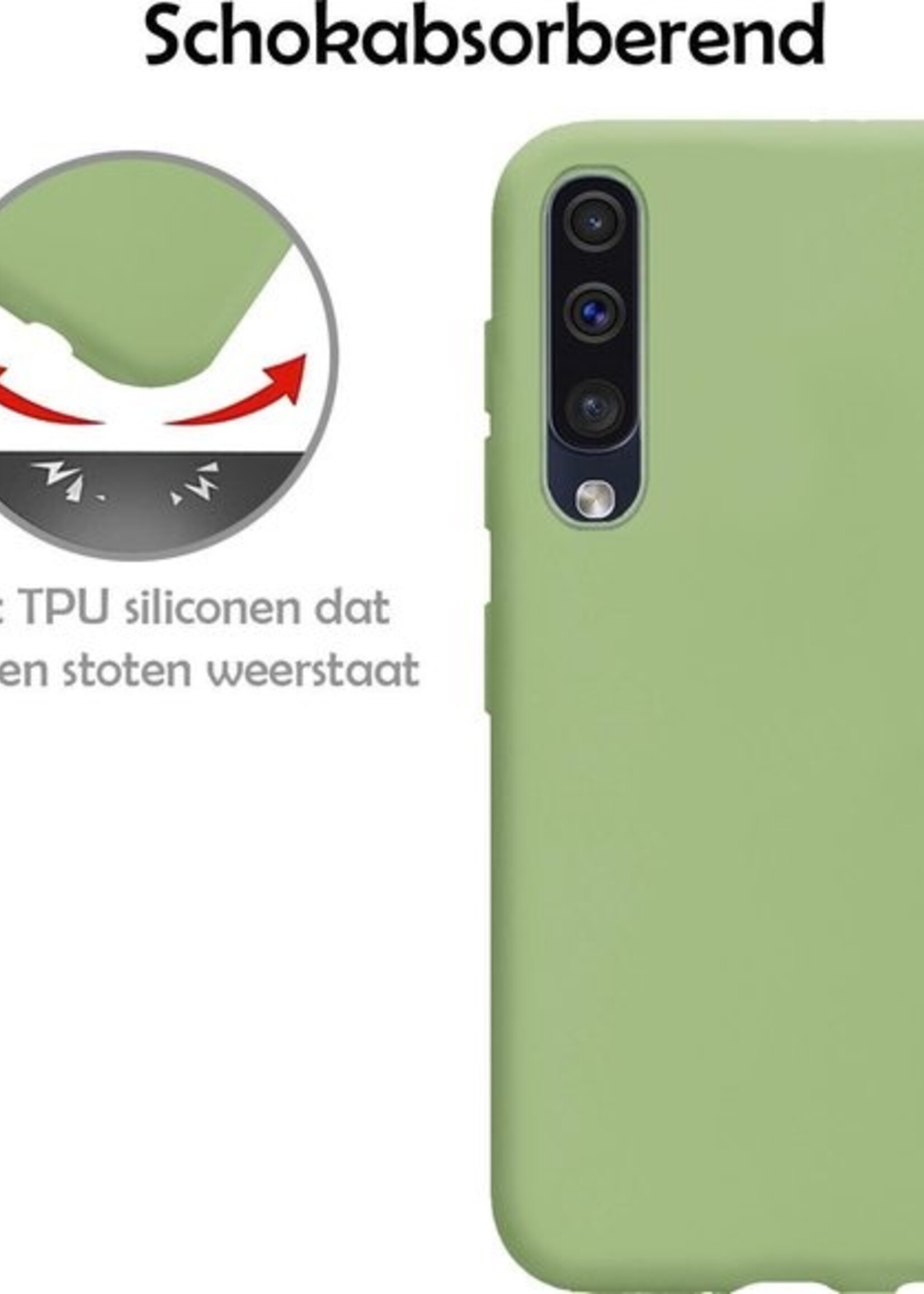 LUQ Hoesje Geschikt voor Samsung Galaxy A50 Hoesje Siliconen Case - Hoes Geschikt voor Samsung A50 Hoes Siliconen - Groen