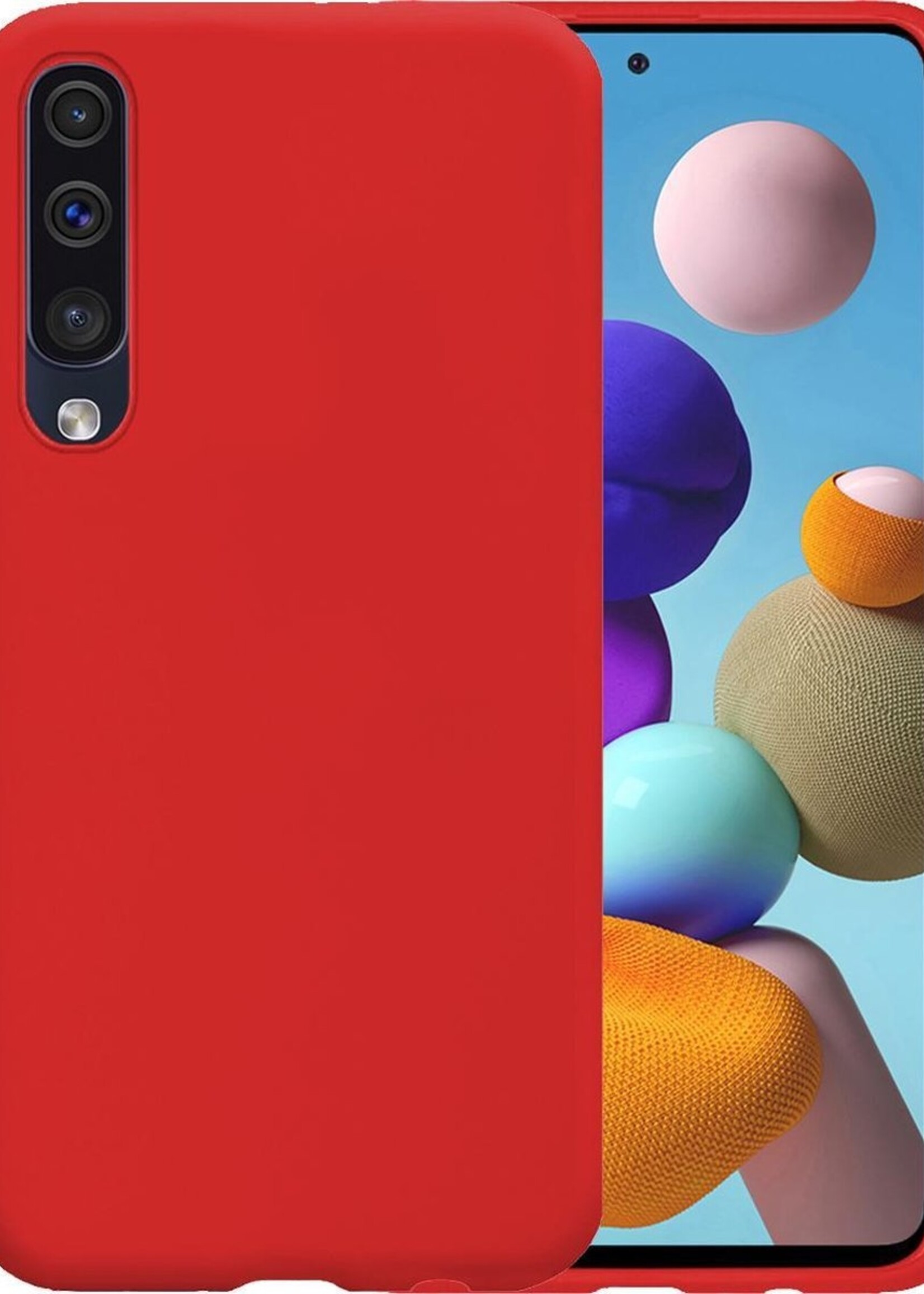 LUQ Hoesje Geschikt voor Samsung Galaxy A50 Hoesje Siliconen Case - Hoes Geschikt voor Samsung A50 Hoes Siliconen - Rood