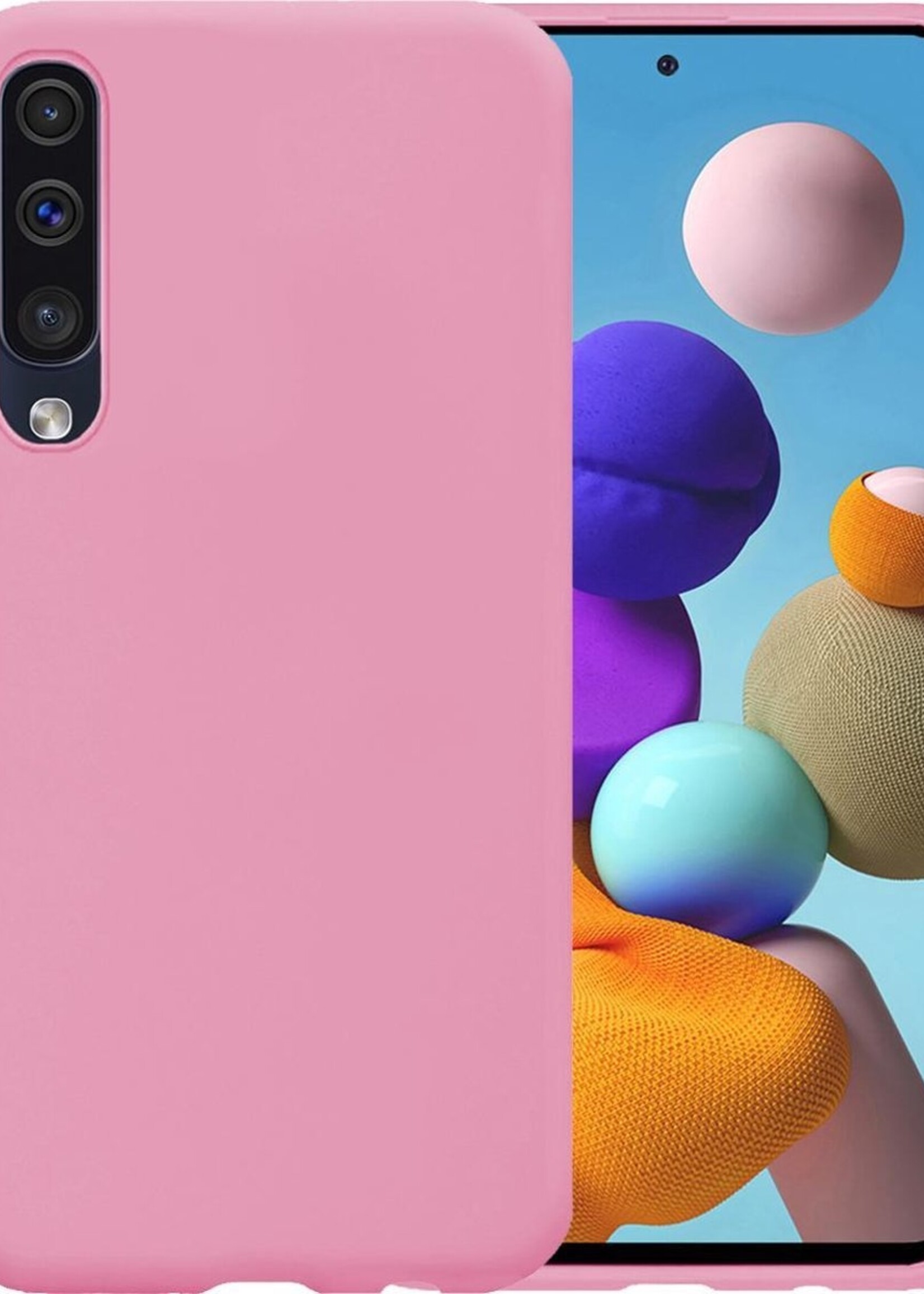 LUQ Hoesje Geschikt voor Samsung Galaxy A50 Hoesje Siliconen Case - Hoes Geschikt voor Samsung A50 Hoes Siliconen - Roze