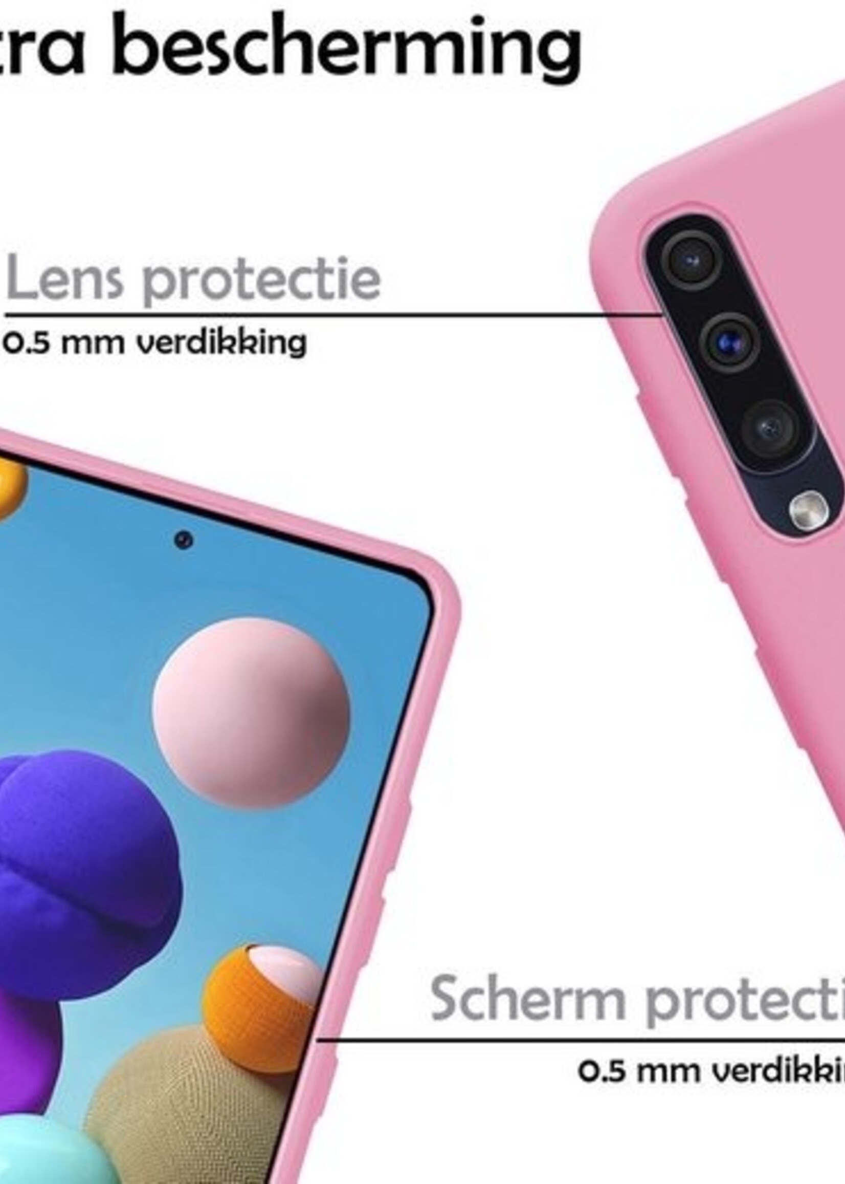 LUQ Hoesje Geschikt voor Samsung Galaxy A50 Hoesje Siliconen Case - Hoes Geschikt voor Samsung A50 Hoes Siliconen - Roze