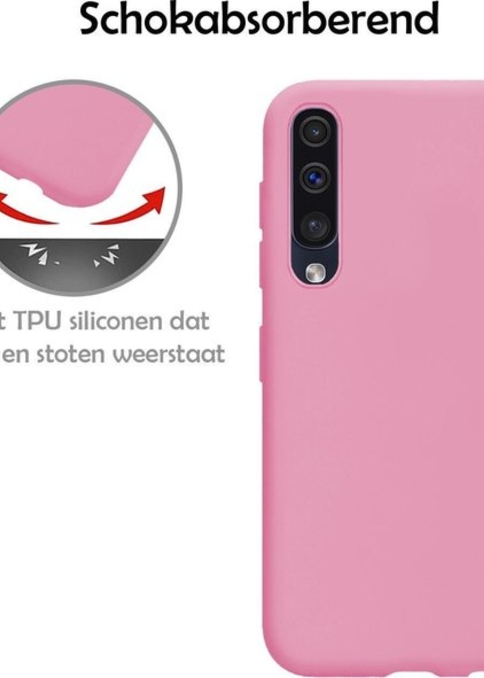 LUQ Hoesje Geschikt voor Samsung Galaxy A50 Hoesje Siliconen Case - Hoes Geschikt voor Samsung A50 Hoes Siliconen - Roze