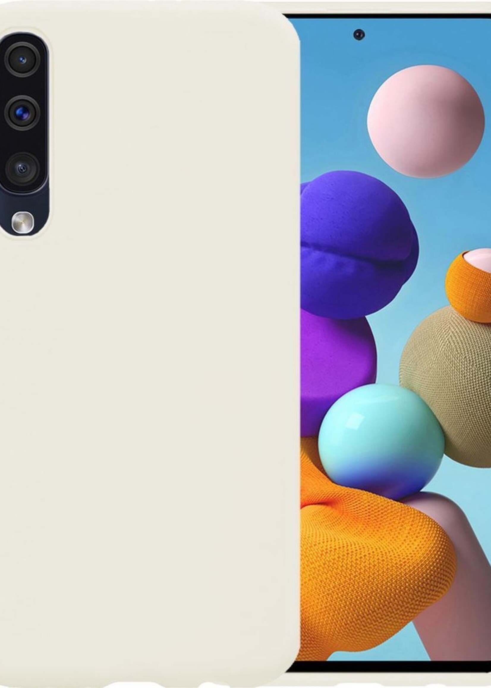 LUQ Hoesje Geschikt voor Samsung Galaxy A50 Hoesje Siliconen Case - Hoes Geschikt voor Samsung A50 Hoes Siliconen - Wit