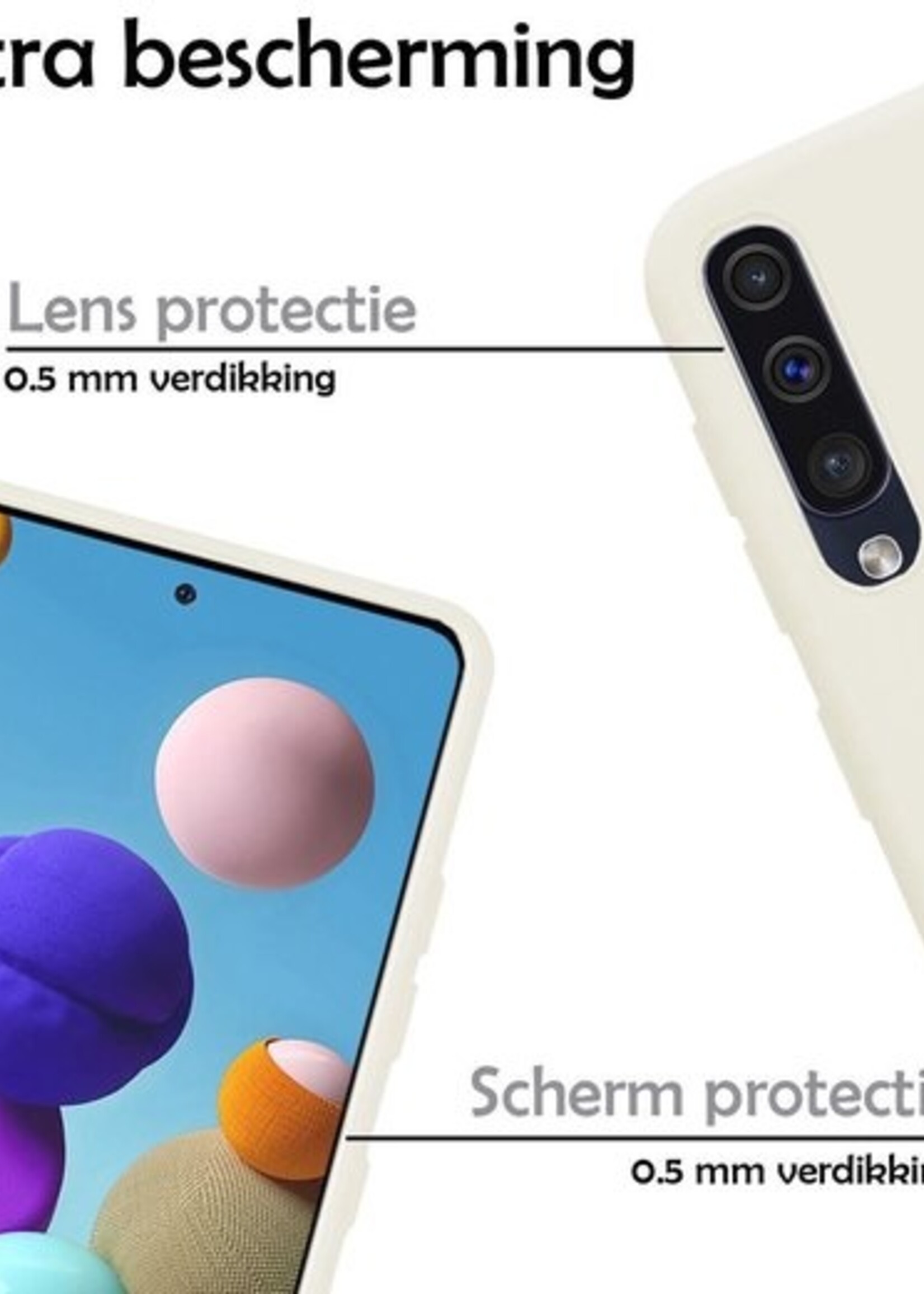 LUQ Hoesje Geschikt voor Samsung Galaxy A50 Hoesje Siliconen Case - Hoes Geschikt voor Samsung A50 Hoes Siliconen - Wit