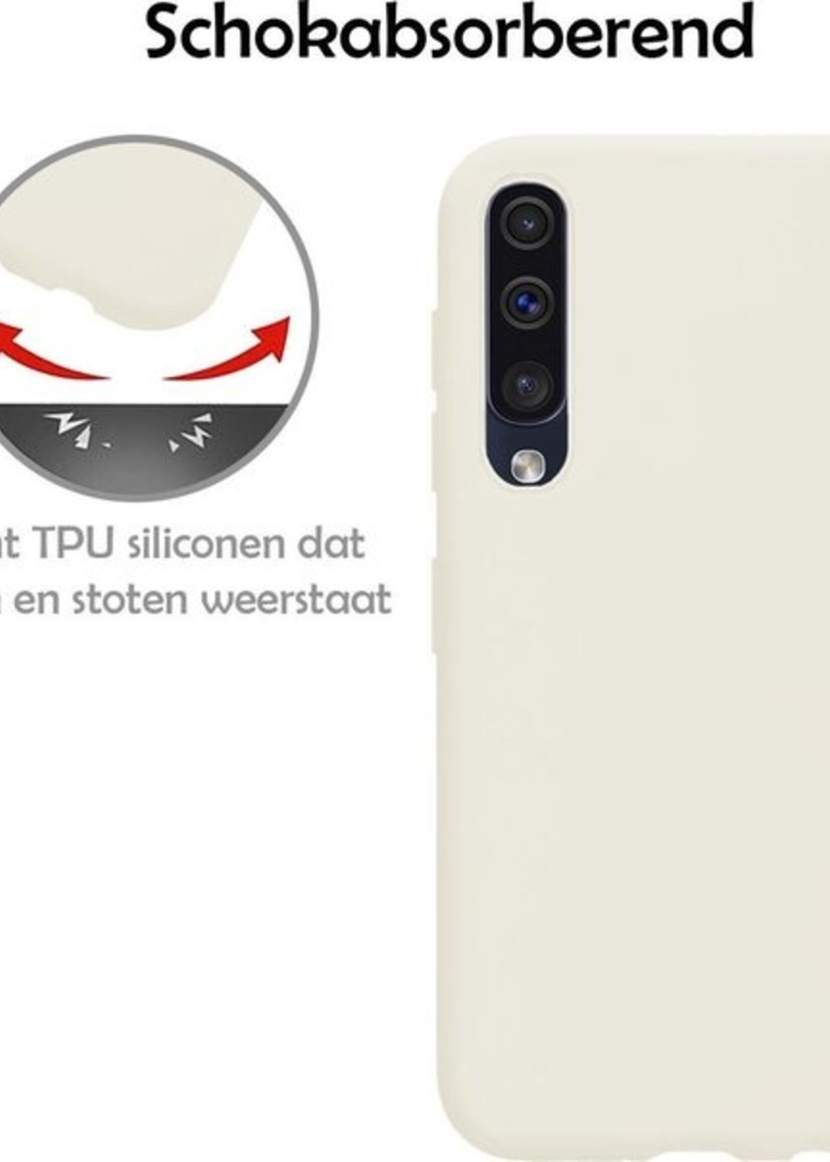 LUQ Hoesje Geschikt voor Samsung Galaxy A50 Hoesje Siliconen Case - Hoes Geschikt voor Samsung A50 Hoes Siliconen - Wit