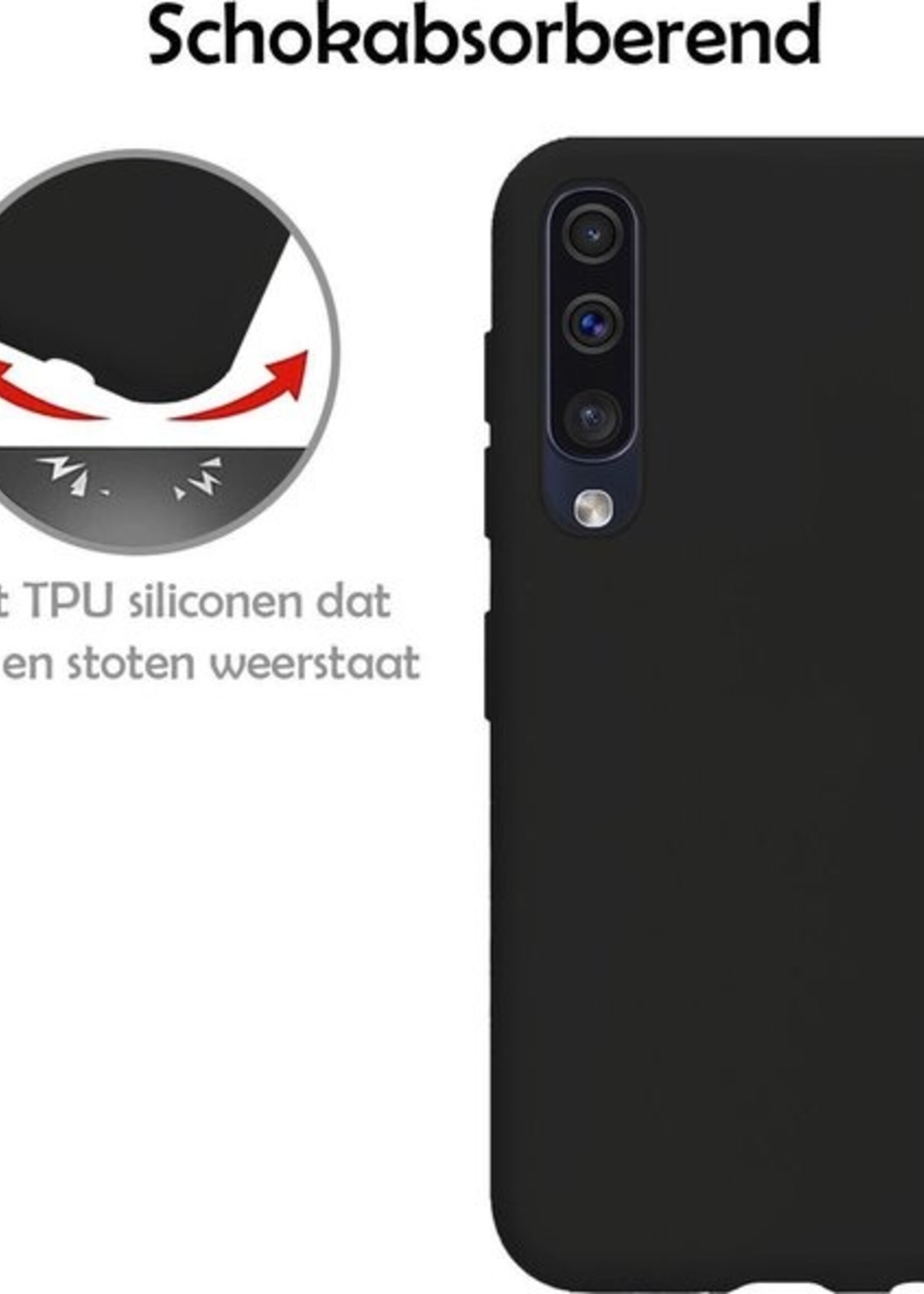 LUQ Hoesje Geschikt voor Samsung Galaxy A50 Hoesje Siliconen Case - Hoes Geschikt voor Samsung A50 Hoes Siliconen - Zwart