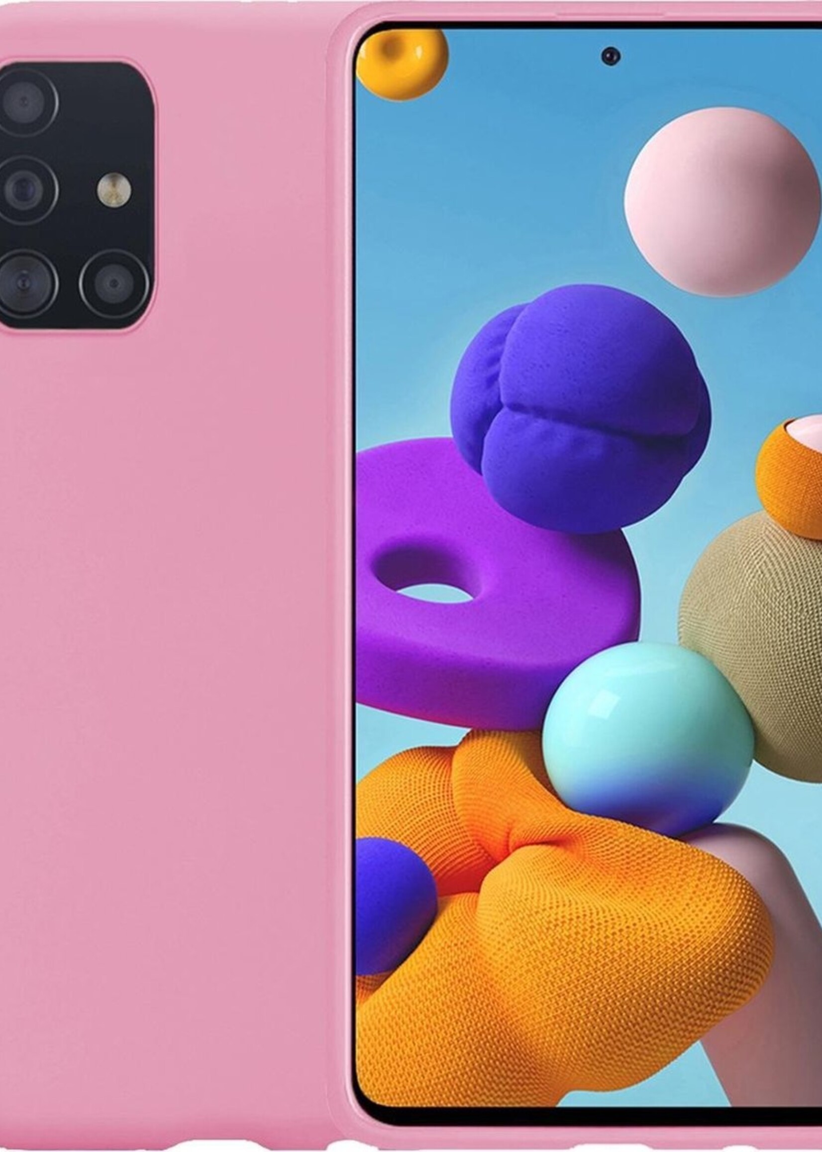 LUQ Hoesje Geschikt voor Samsung A51 Hoesje Siliconen Case - Hoes Geschikt voor Samsung Galaxy A51 Hoes Siliconen - Roze