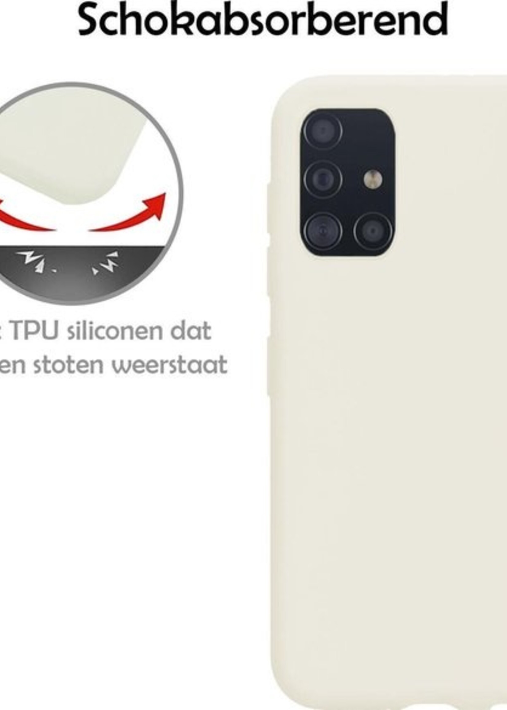 LUQ Hoesje Geschikt voor Samsung A51 Hoesje Siliconen Case - Hoes Geschikt voor Samsung Galaxy A51 Hoes Siliconen - Wit