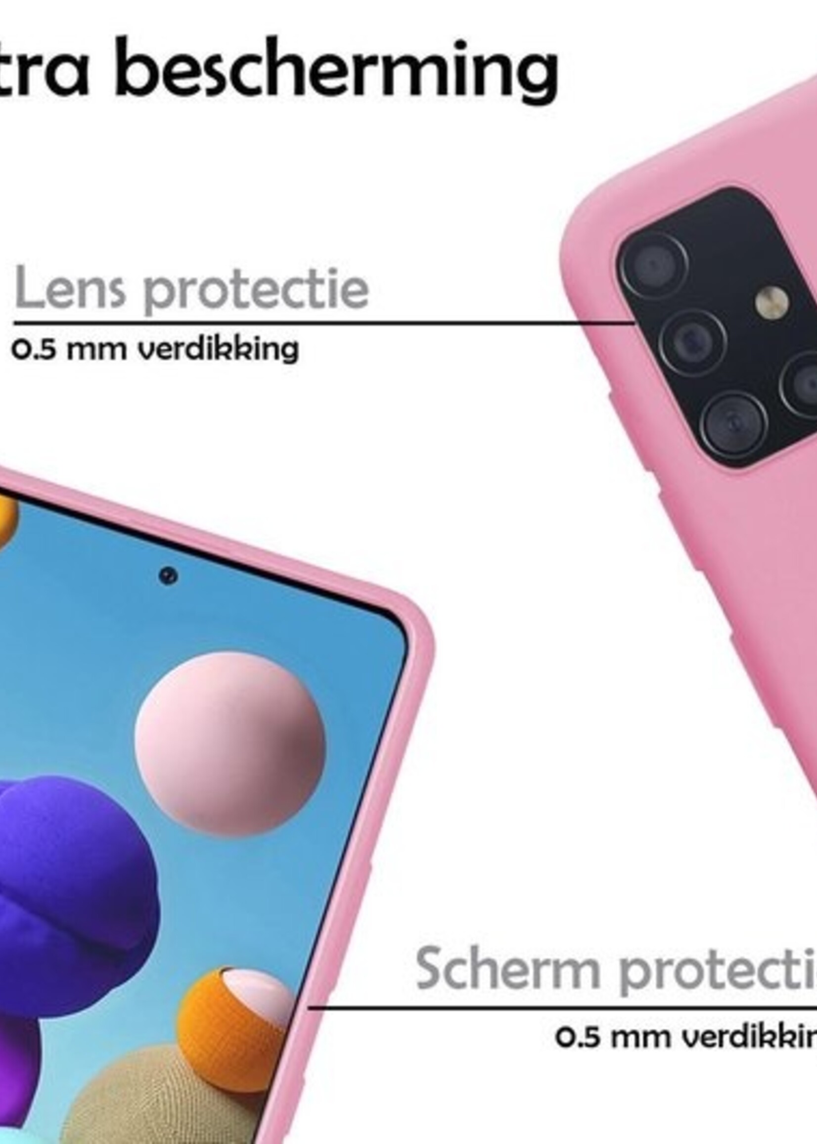 LUQ Hoesje Geschikt voor Samsung A71 Hoesje Siliconen Case - Hoes Geschikt voor Samsung Galaxy A71 Hoes Siliconen - Roze