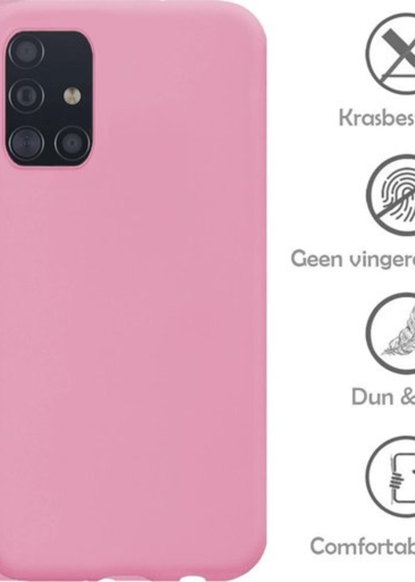 LUQ Hoesje Geschikt voor Samsung A71 Hoesje Siliconen Case - Hoes Geschikt voor Samsung Galaxy A71 Hoes Siliconen - Roze