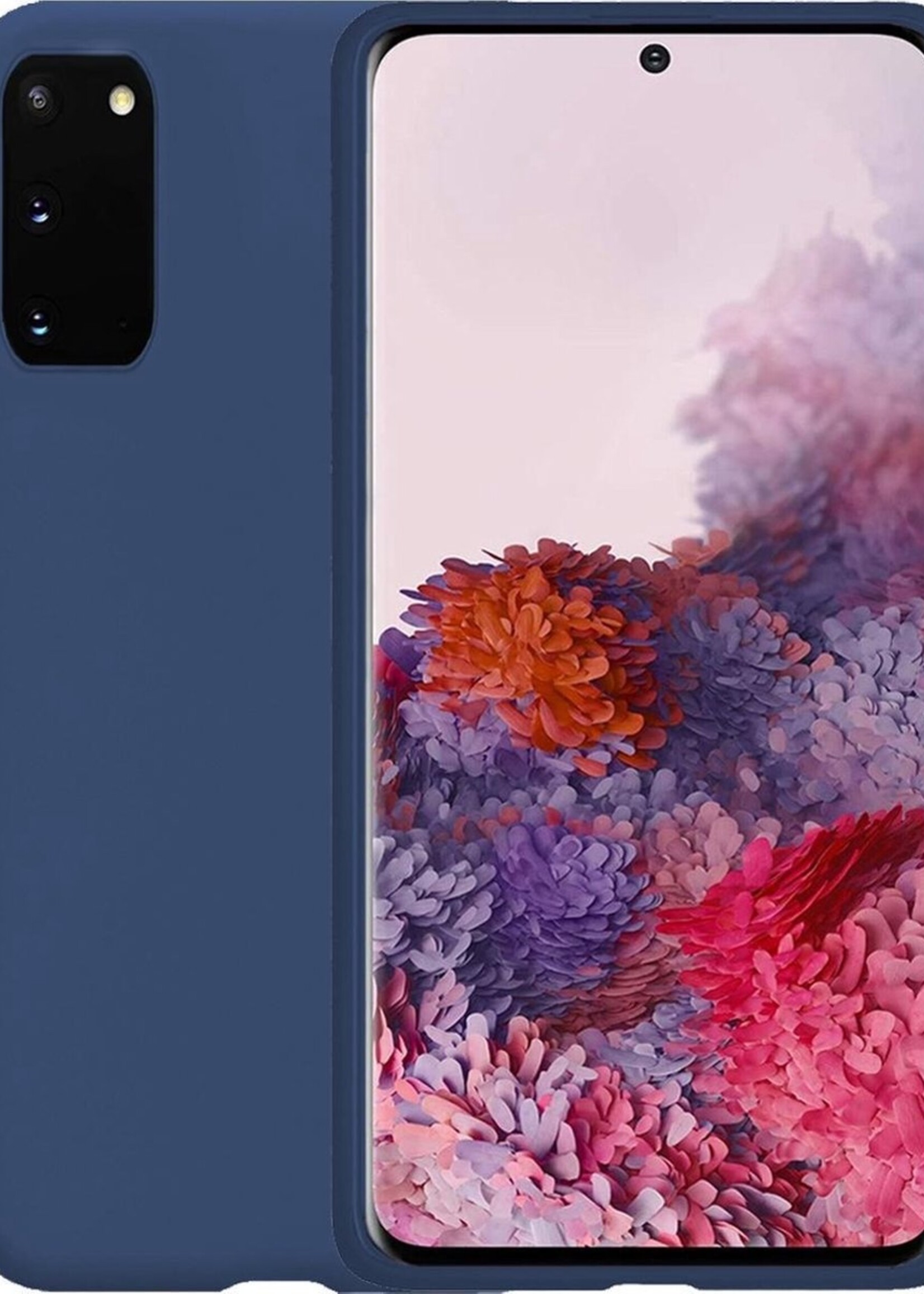 LUQ Hoesje Geschikt voor Samsung S20 Hoesje Siliconen Case - Hoes Geschikt voor Samsung Galaxy S20 Hoes Siliconen - Donkerblauw