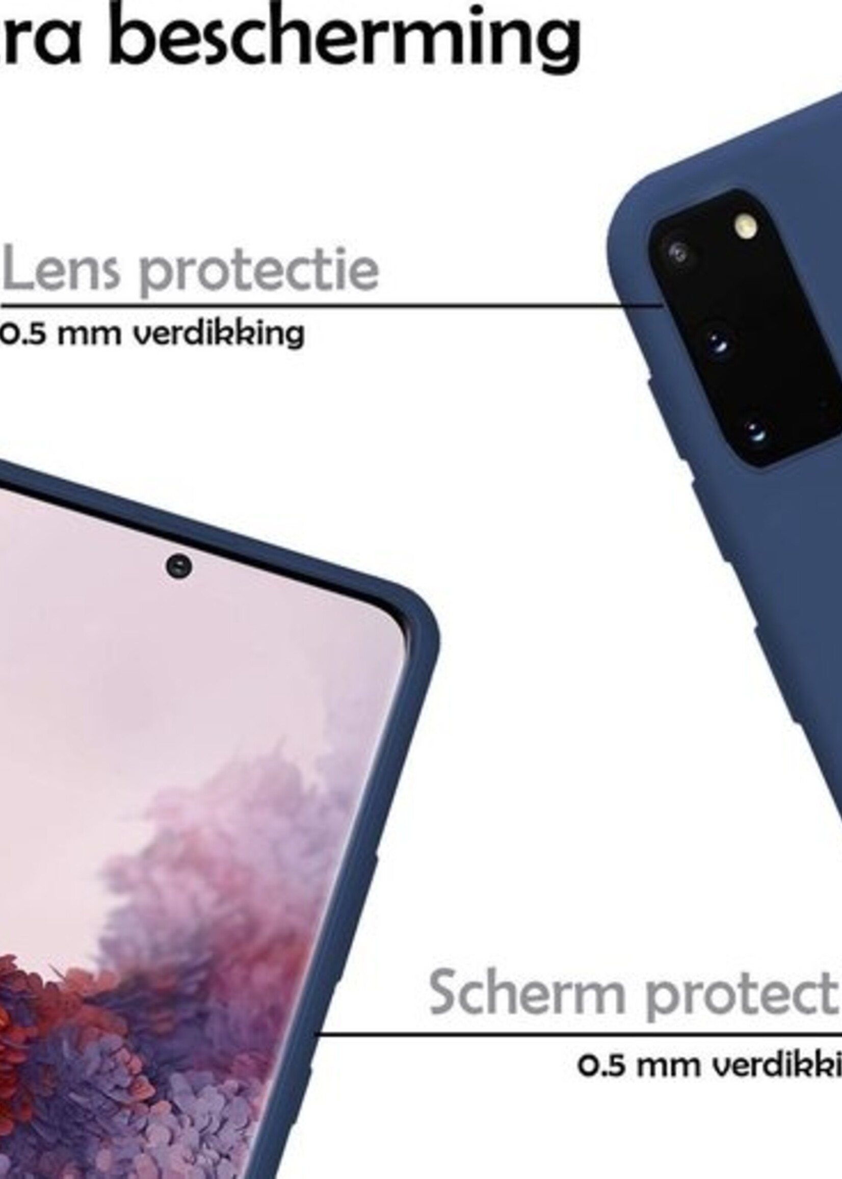 LUQ Hoesje Geschikt voor Samsung S20 Hoesje Siliconen Case - Hoes Geschikt voor Samsung Galaxy S20 Hoes Siliconen - Donkerblauw