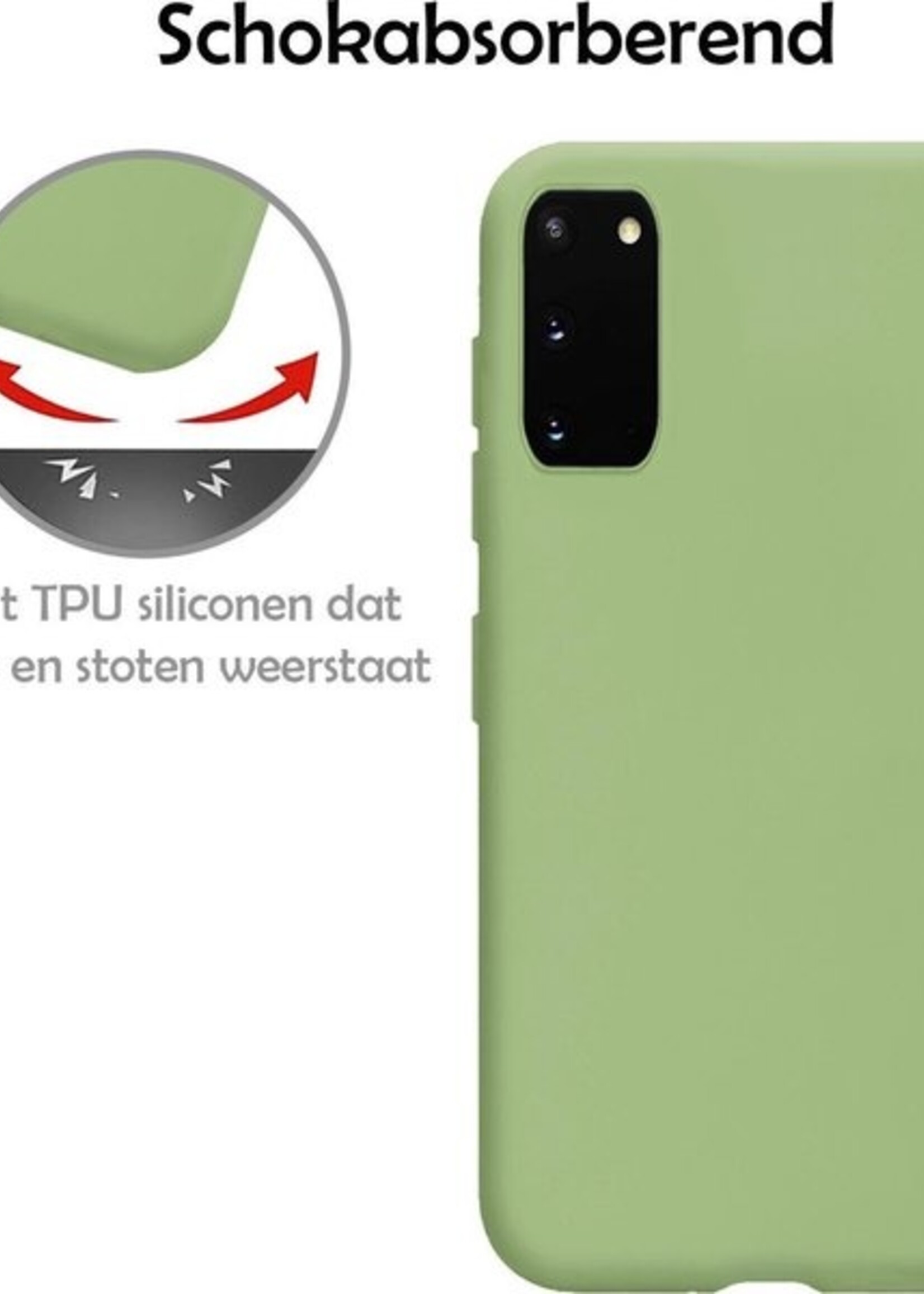 LUQ Hoesje Geschikt voor Samsung S20 Hoesje Siliconen Case - Hoes Geschikt voor Samsung Galaxy S20 Hoes Siliconen - Groen