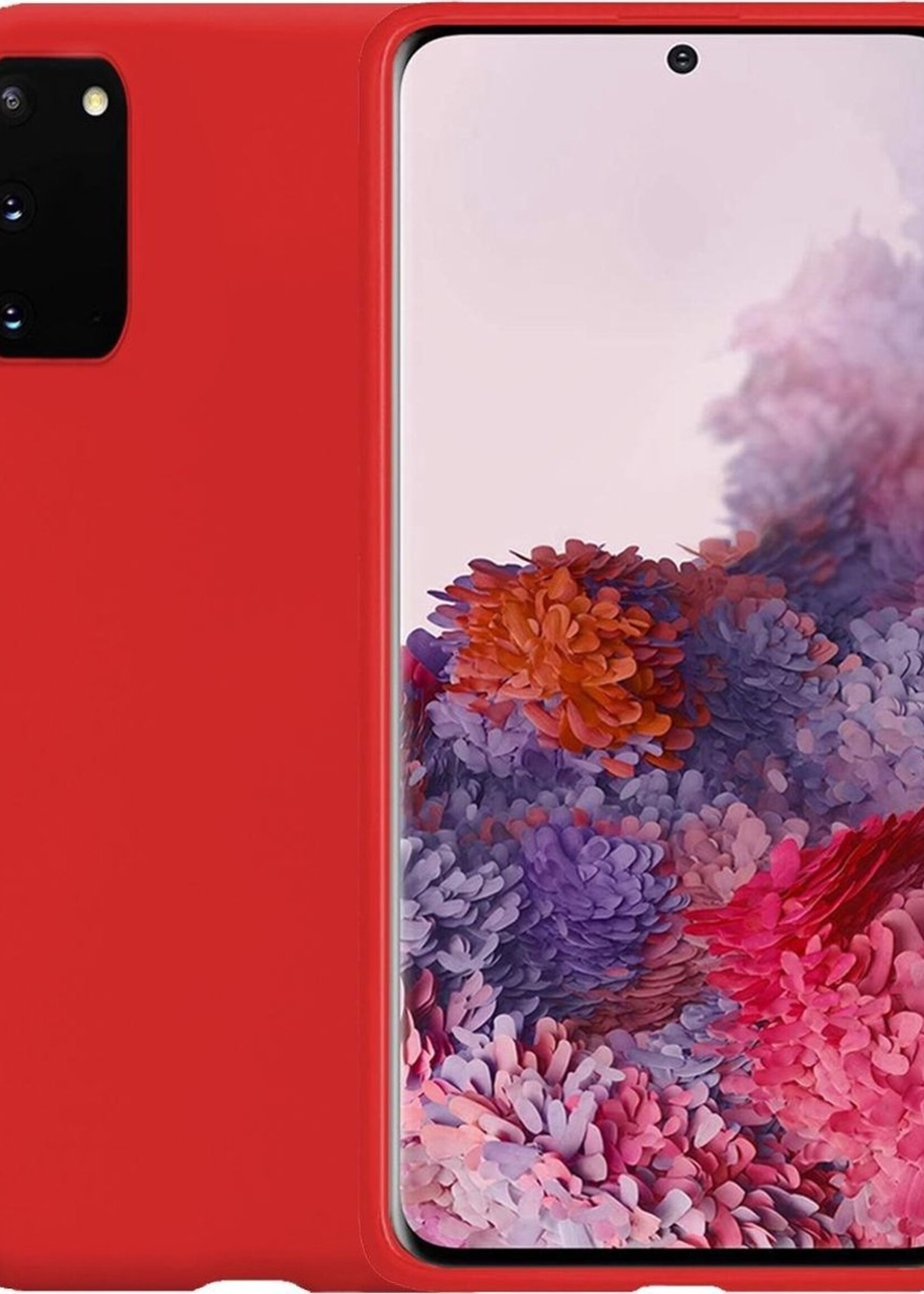 LUQ Hoesje Geschikt voor Samsung S20 Hoesje Siliconen Case - Hoes Geschikt voor Samsung Galaxy S20 Hoes Siliconen - Rood