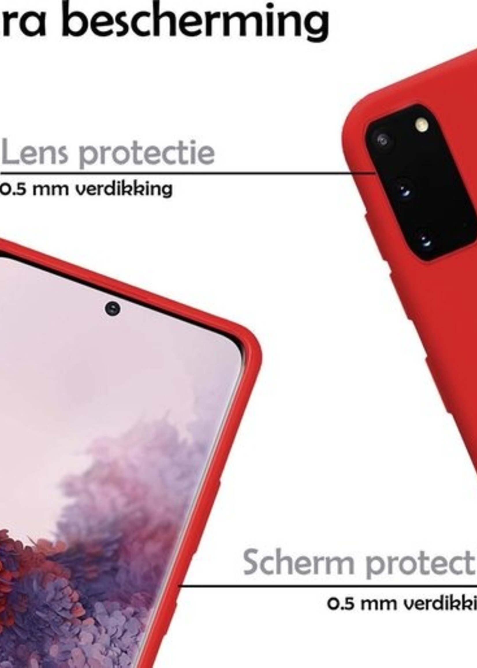 LUQ Hoesje Geschikt voor Samsung S20 Hoesje Siliconen Case - Hoes Geschikt voor Samsung Galaxy S20 Hoes Siliconen - Rood