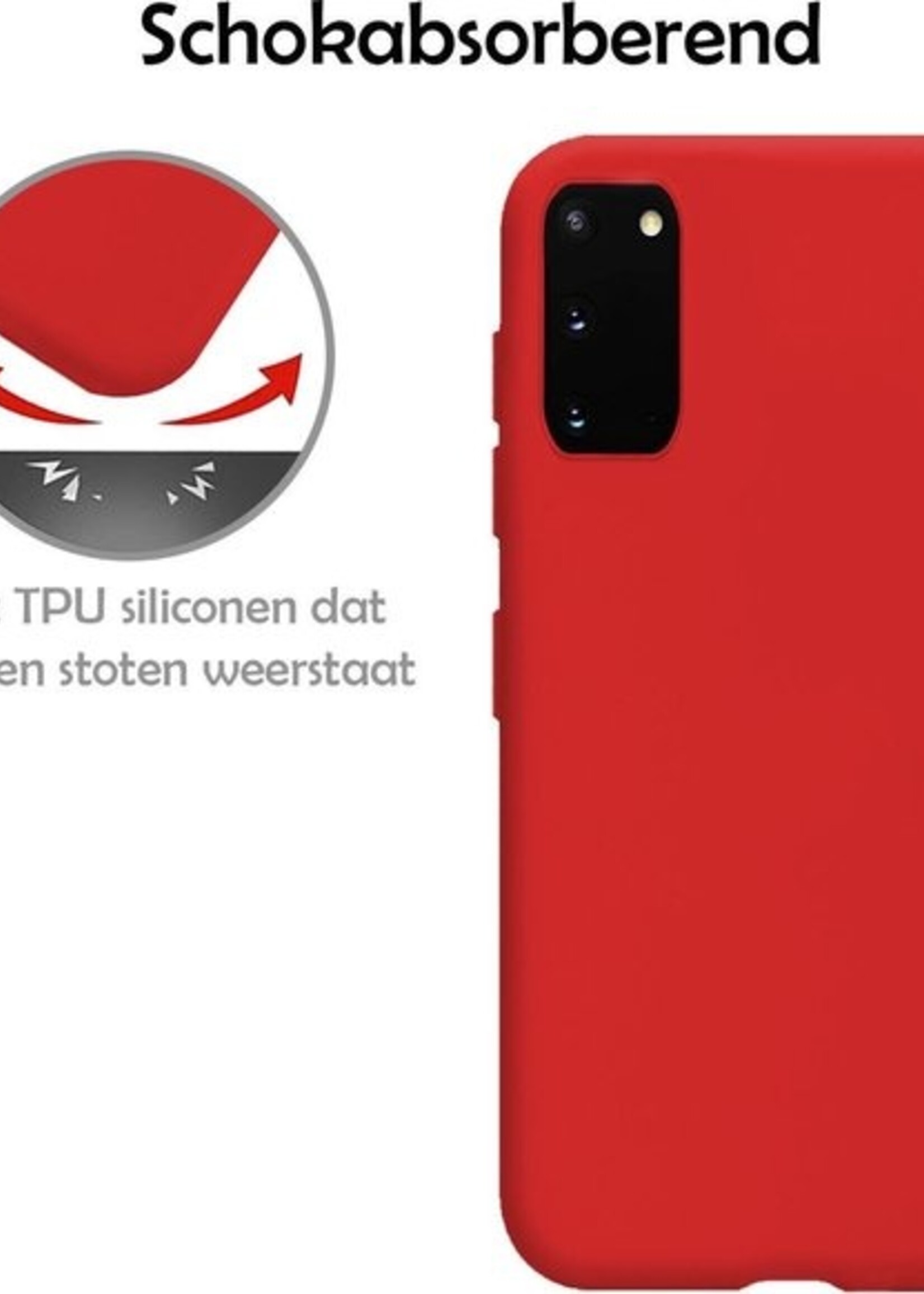 LUQ Hoesje Geschikt voor Samsung S20 Hoesje Siliconen Case - Hoes Geschikt voor Samsung Galaxy S20 Hoes Siliconen - Rood