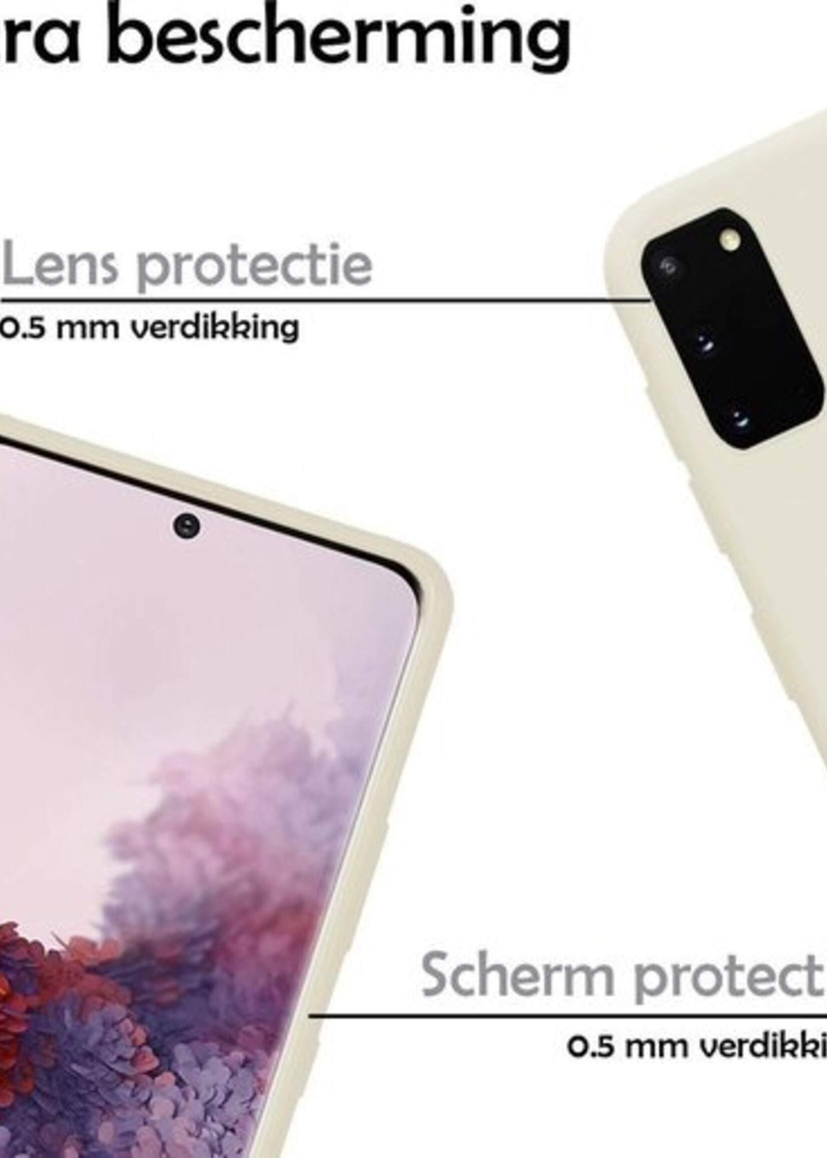 LUQ Hoesje Geschikt voor Samsung S20 Hoesje Siliconen Case - Hoes Geschikt voor Samsung Galaxy S20 Hoes Siliconen - Wit
