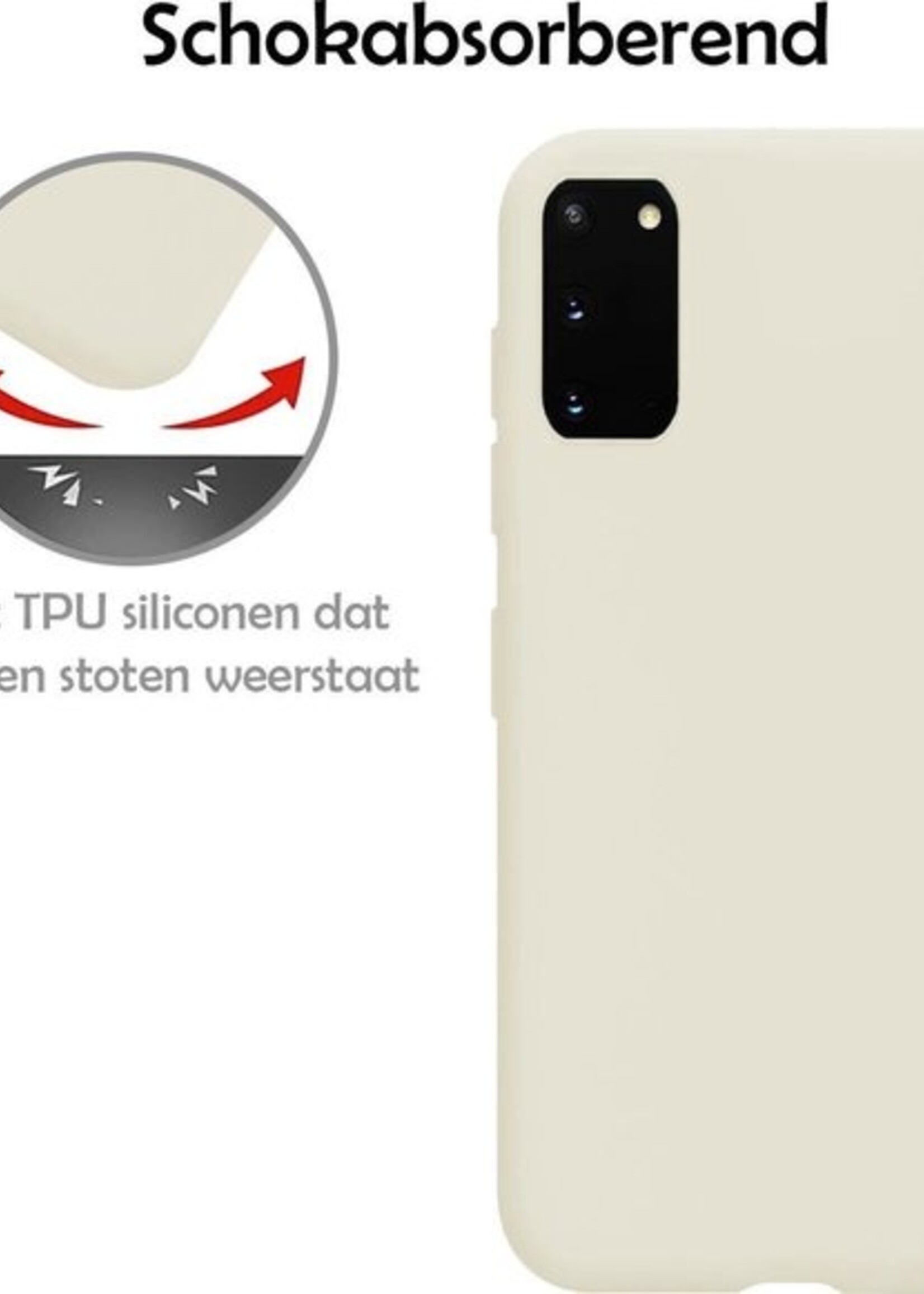 LUQ Hoesje Geschikt voor Samsung S20 Hoesje Siliconen Case - Hoes Geschikt voor Samsung Galaxy S20 Hoes Siliconen - Wit