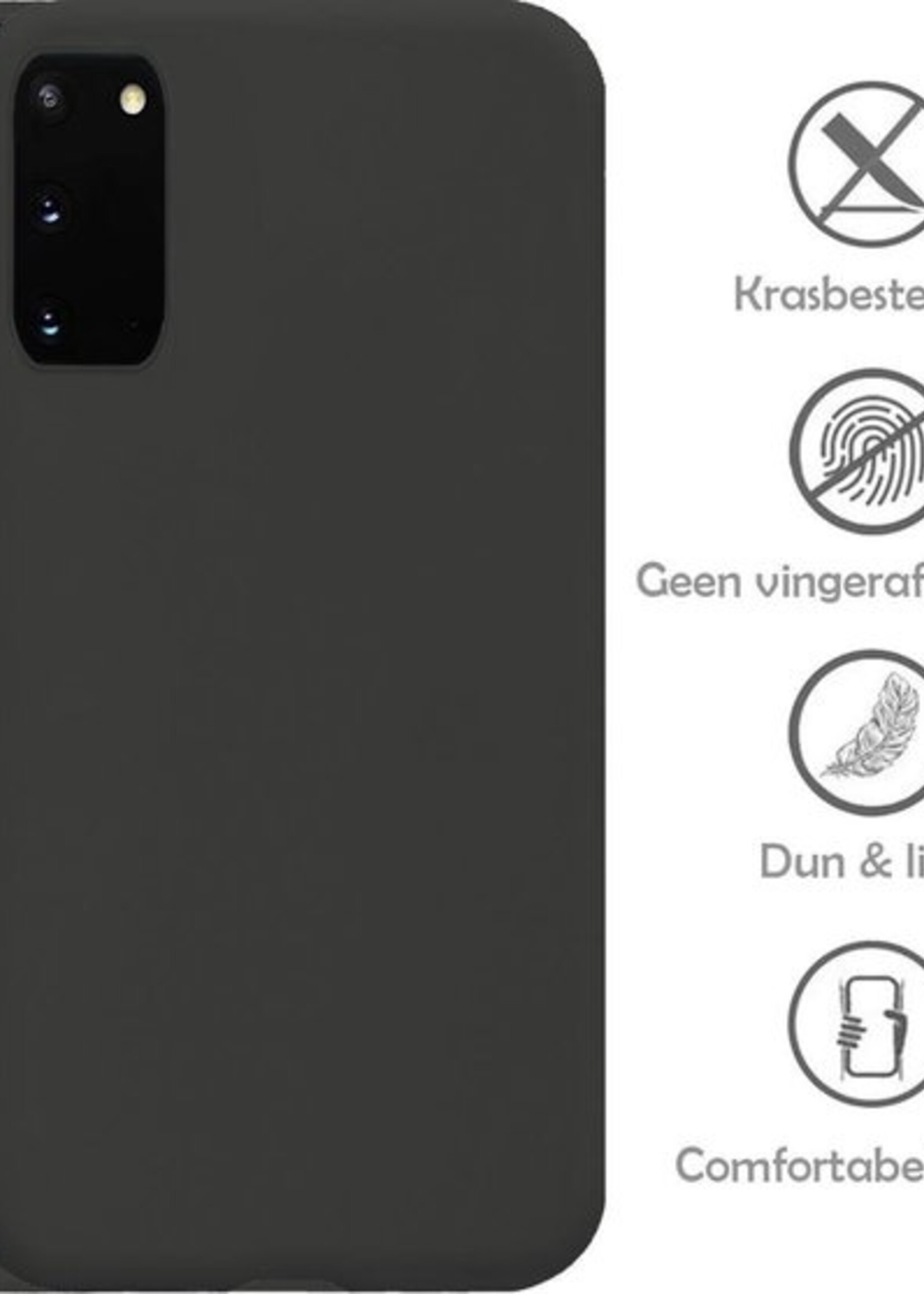 LUQ Hoesje Geschikt voor Samsung S20 Hoesje Siliconen Case - Hoes Geschikt voor Samsung Galaxy S20 Hoes Siliconen - Zwart