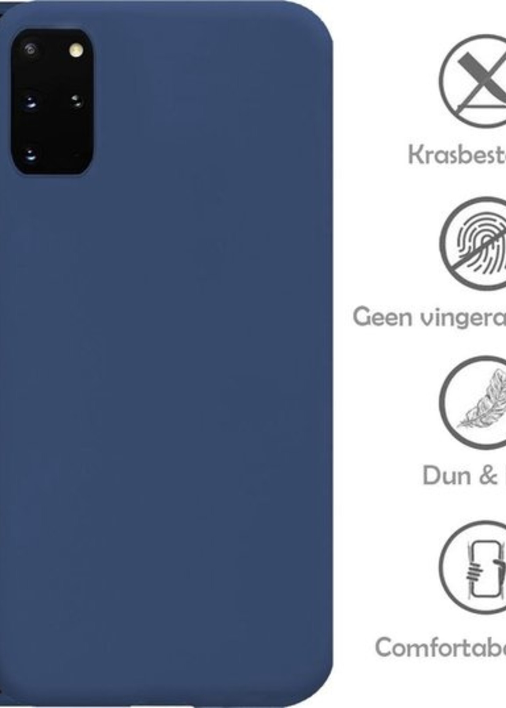 LUQ Hoesje Geschikt voor Samsung S20 Plus Hoesje Siliconen Case - Hoes Geschikt voor Samsung Galaxy S20 Plus Hoes Siliconen - Donkerblauw
