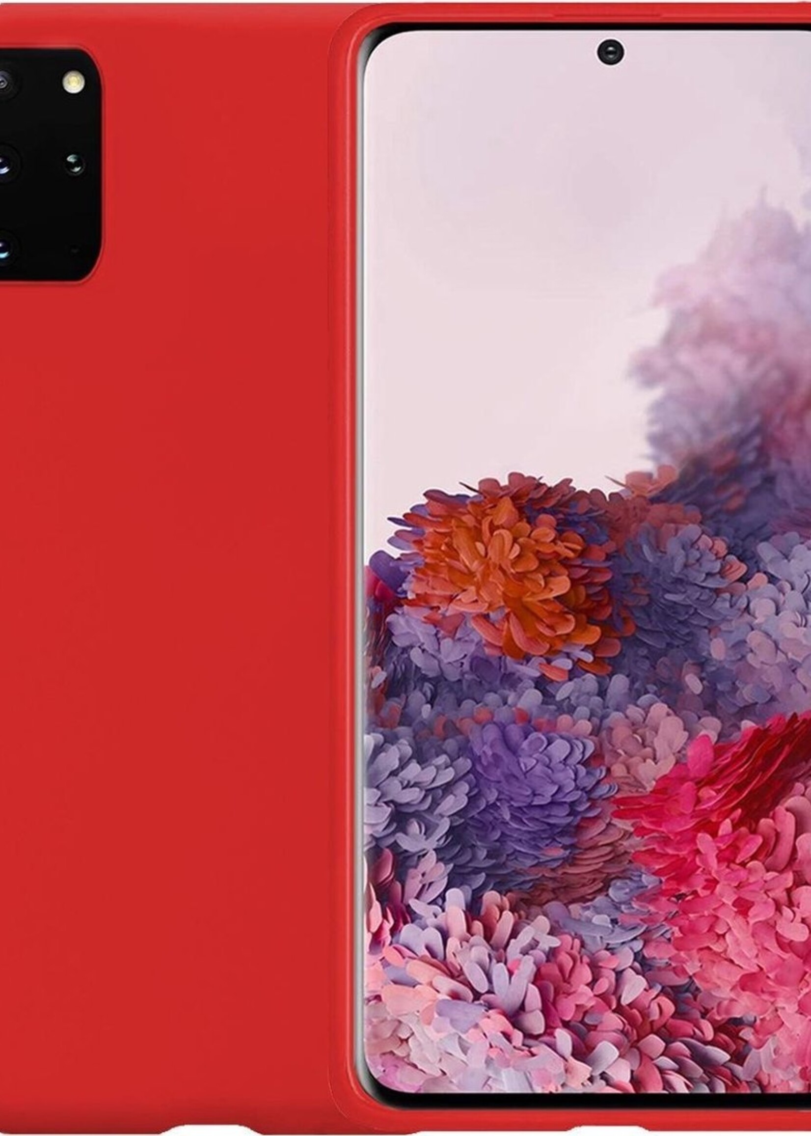 LUQ Hoesje Geschikt voor Samsung S20 Plus Hoesje Siliconen Case - Hoes Geschikt voor Samsung Galaxy S20 Plus Hoes Siliconen - Rood