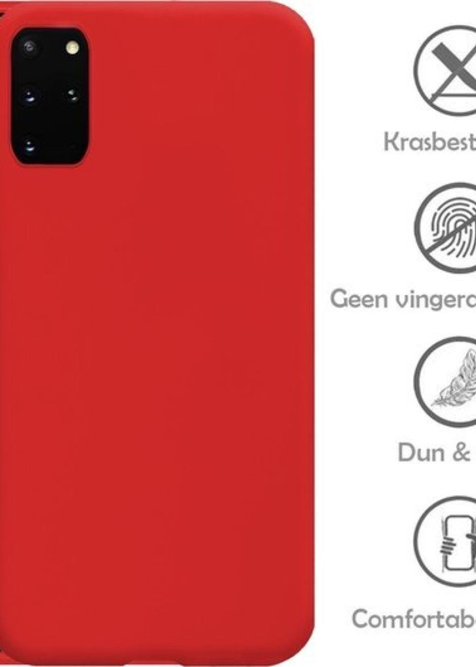 LUQ Hoesje Geschikt voor Samsung S20 Plus Hoesje Siliconen Case - Hoes Geschikt voor Samsung Galaxy S20 Plus Hoes Siliconen - Rood