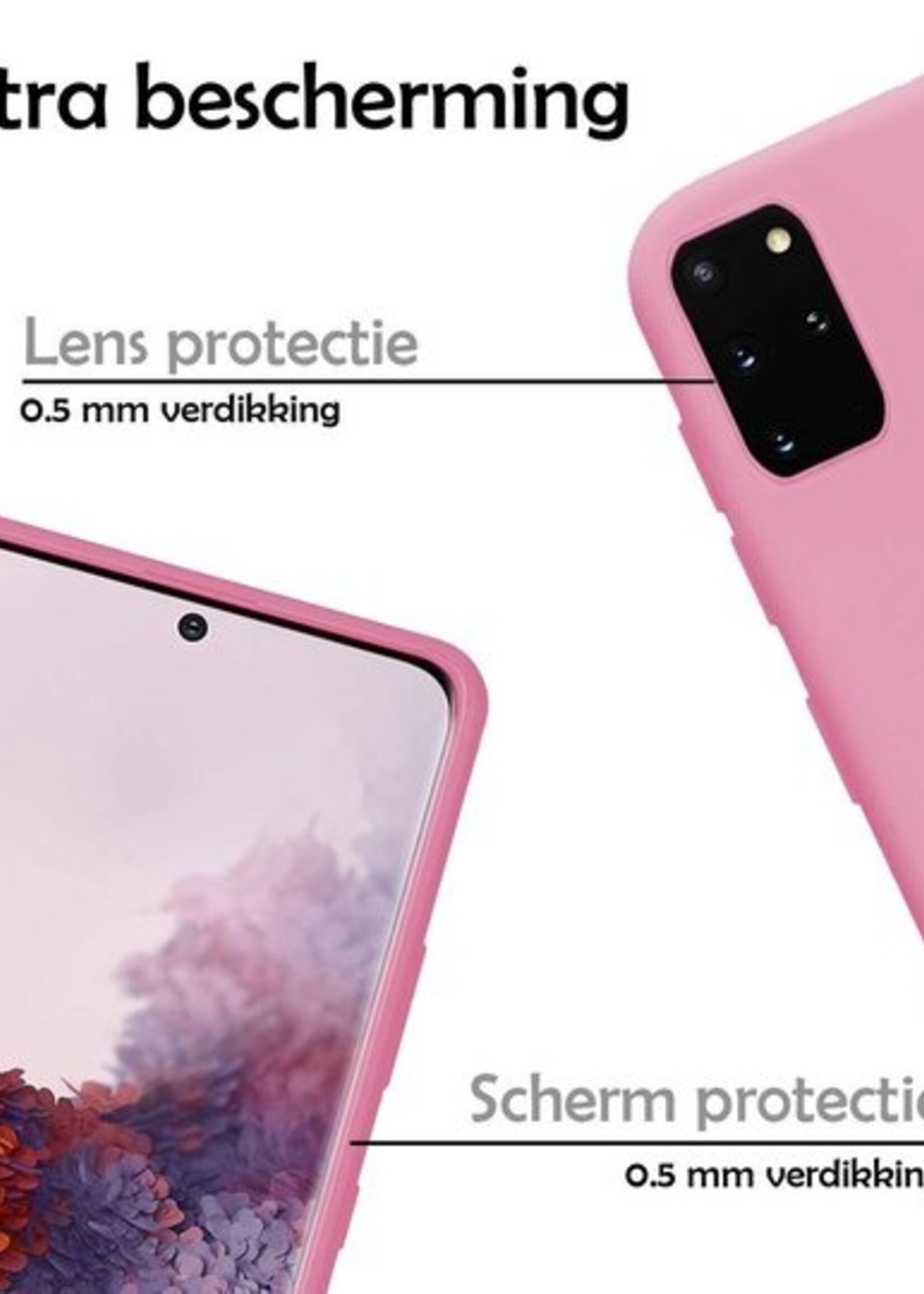 LUQ Hoesje Geschikt voor Samsung S20 Plus Hoesje Siliconen Case - Hoes Geschikt voor Samsung Galaxy S20 Plus Hoes Siliconen - Roze